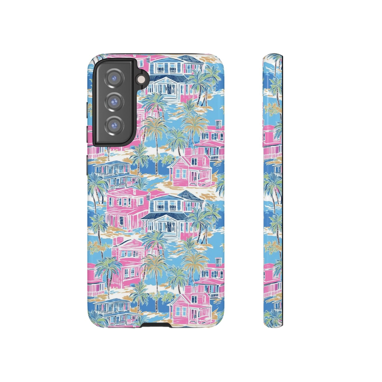 Tropical Beach Houses Tough Case | Palm Tree Coastal Phone Cover | iPhone 17
