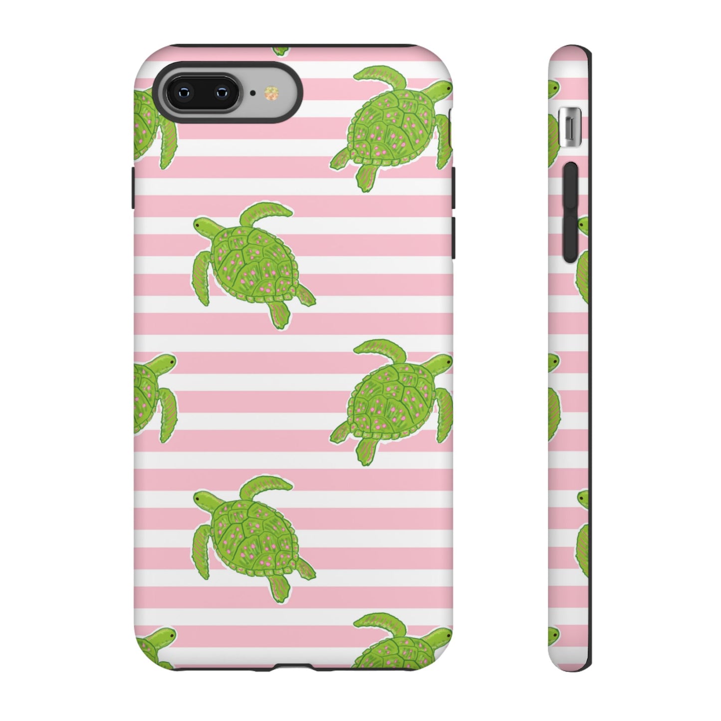Green Sea Turtles Phone Case | Pink Stripes Tough Case | iPhone 17