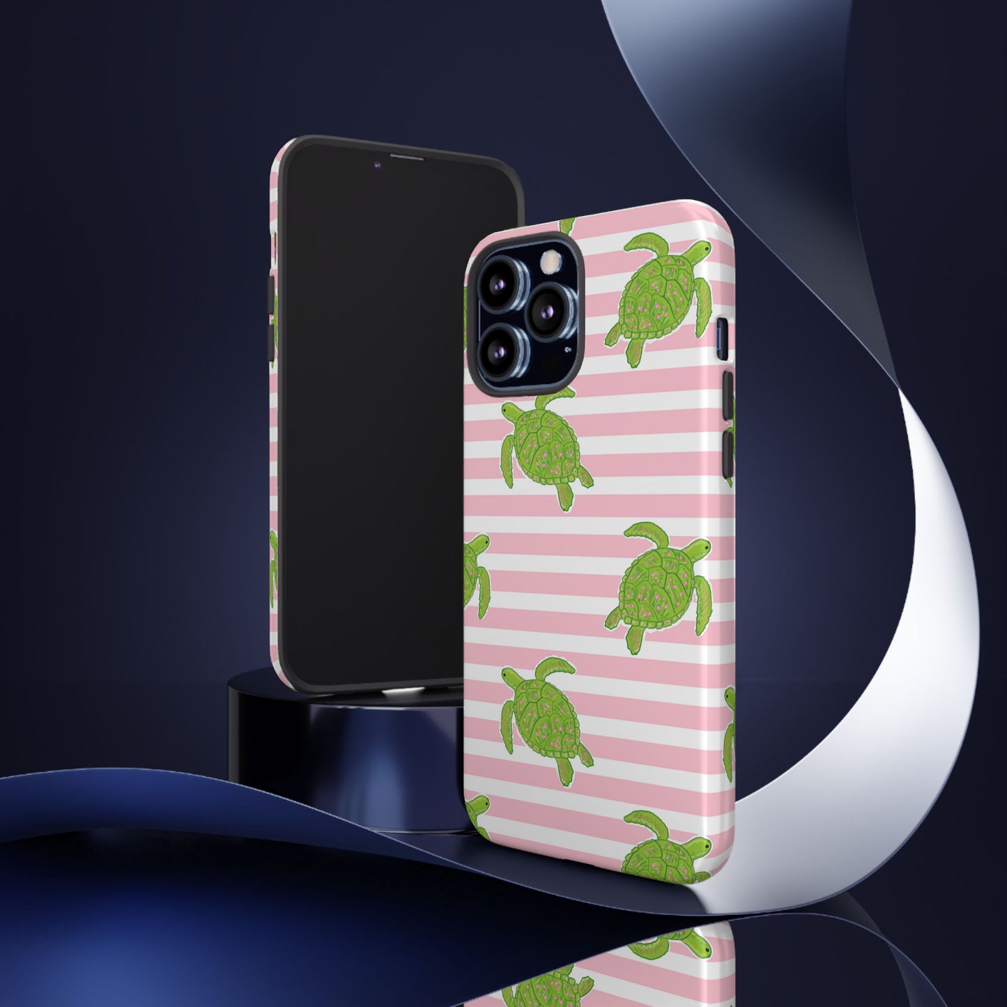 Green Sea Turtles Phone Case | Pink Stripes Tough Case | iPhone 17