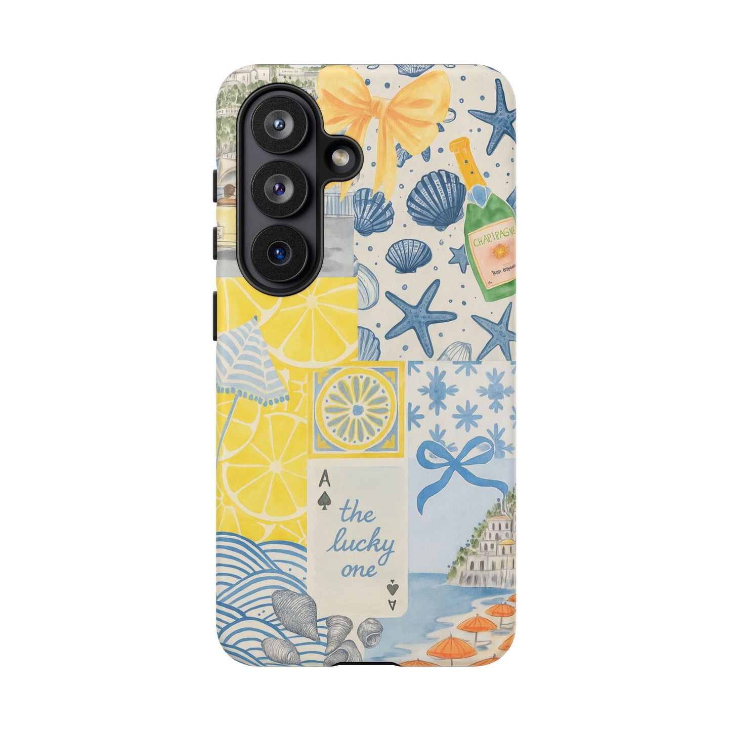 Coastal Collage Phone Case | Beach Shells, Starfish, Lemon, Scenic Travel | Italian Summer
