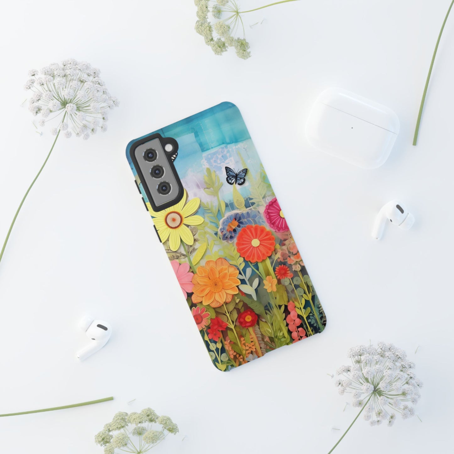 Whimsical Floral Garden phone case | Tough Case | 3d Floral Pattern | iPhone 17