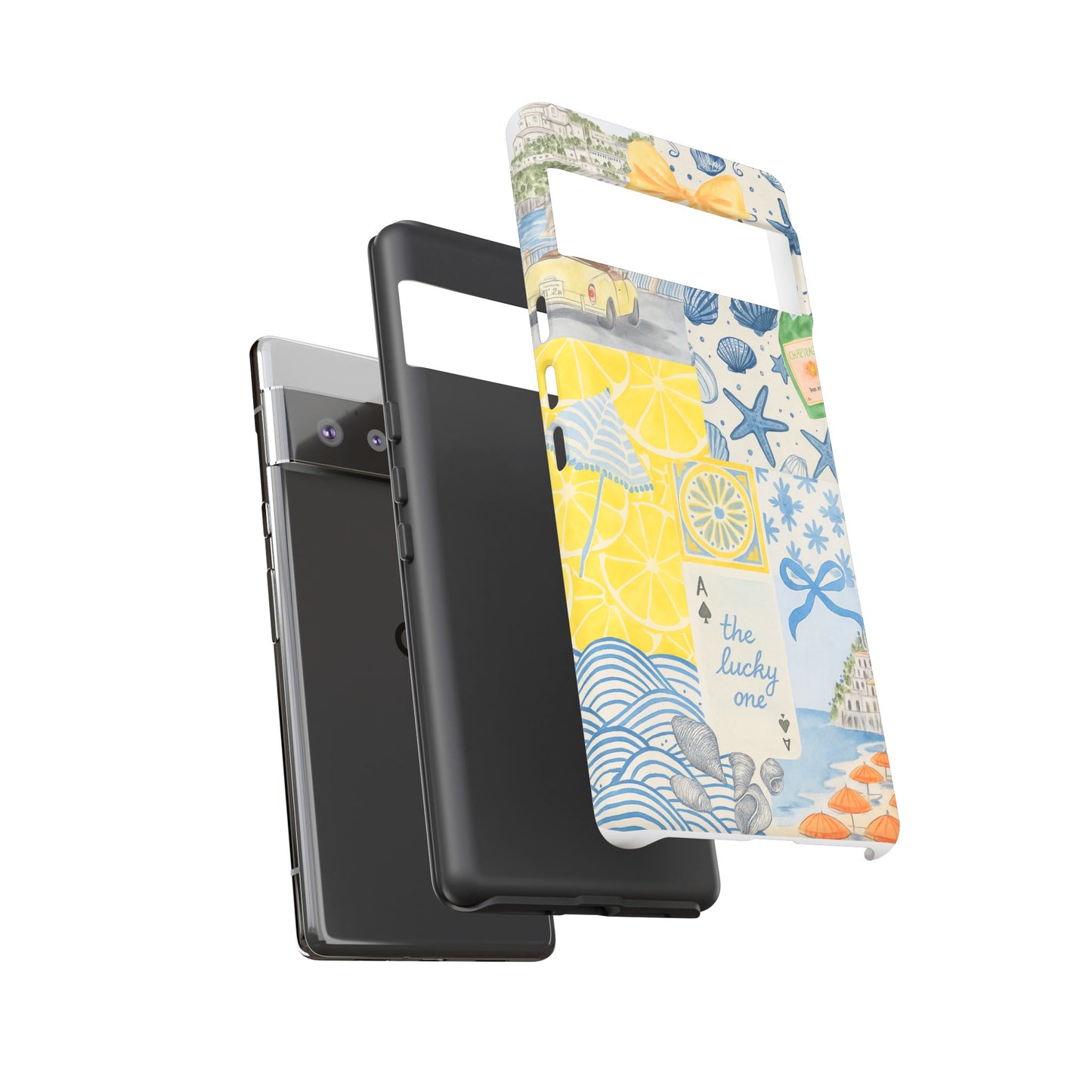 Coastal Collage Phone Case | Beach Shells, Starfish, Lemon, Scenic Travel | Italian Summer