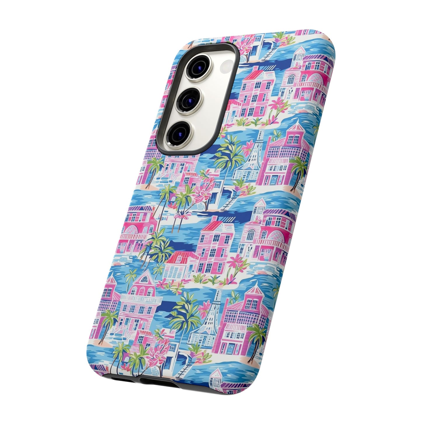 Pink Coastal Houses phone case | Tough Case | iPhone 17