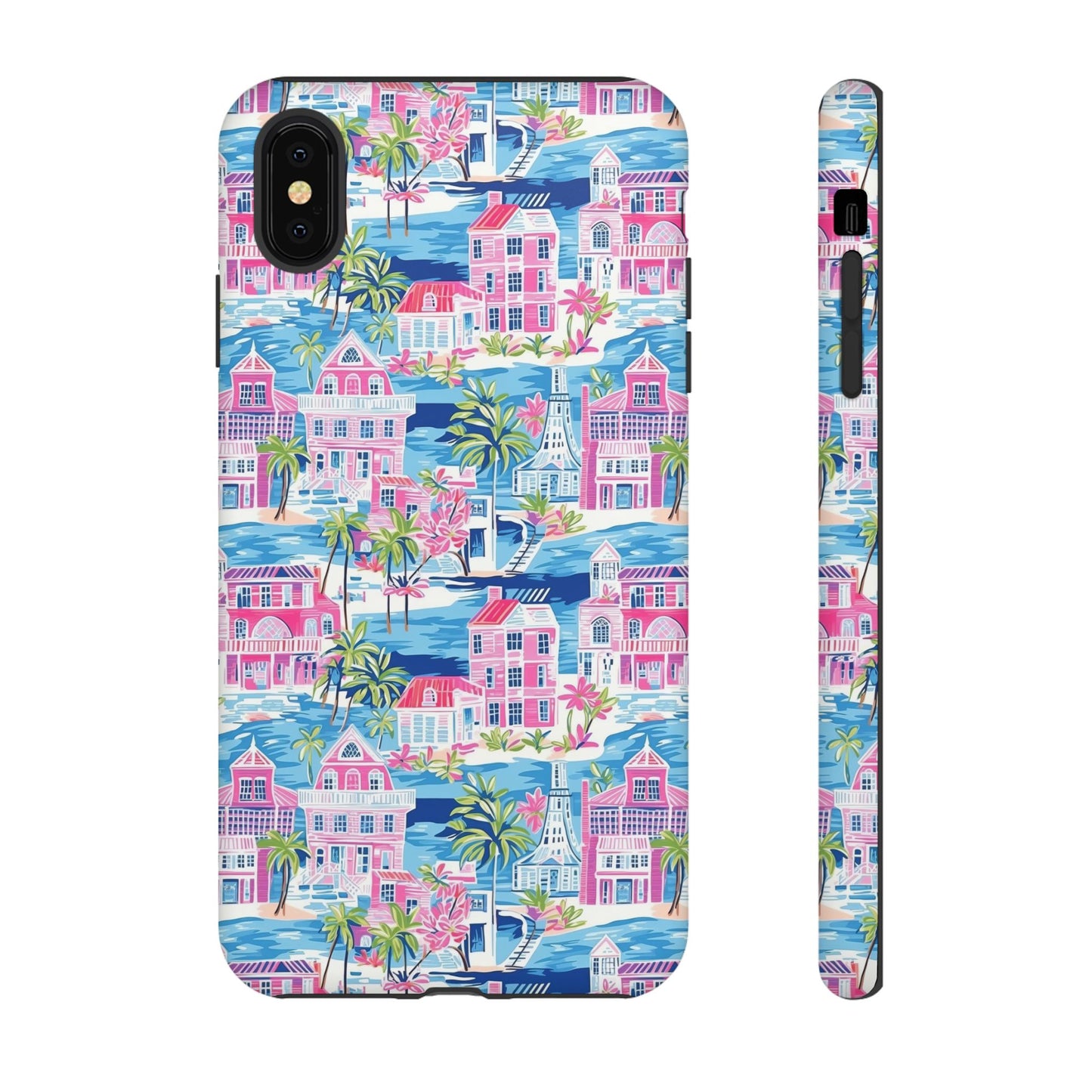 Pink Coastal Houses phone case | Tough Case | iPhone 17