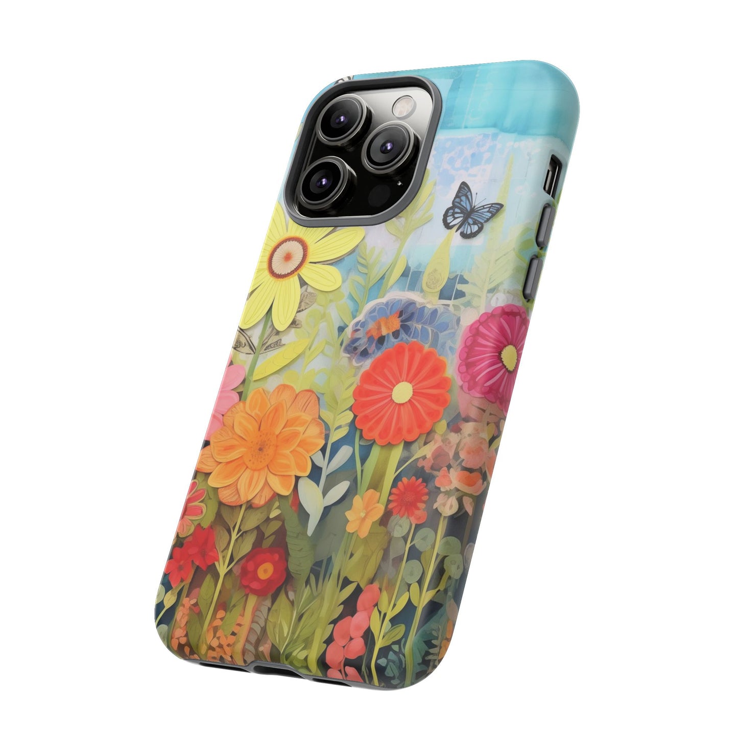 Whimsical Floral Garden phone case | Tough Case | 3d Floral Pattern | iPhone 17