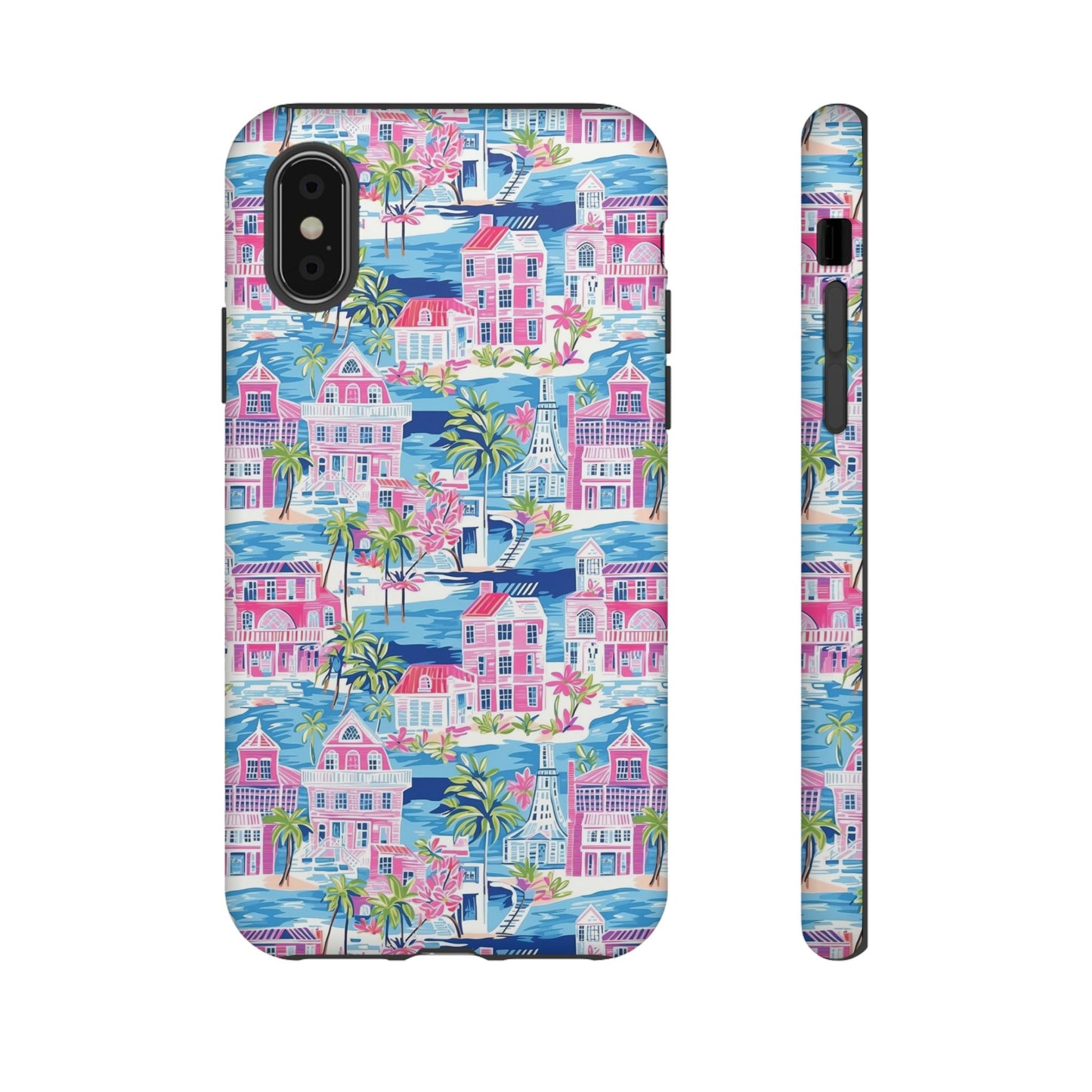Pink Coastal Houses phone case | Tough Case | iPhone 17