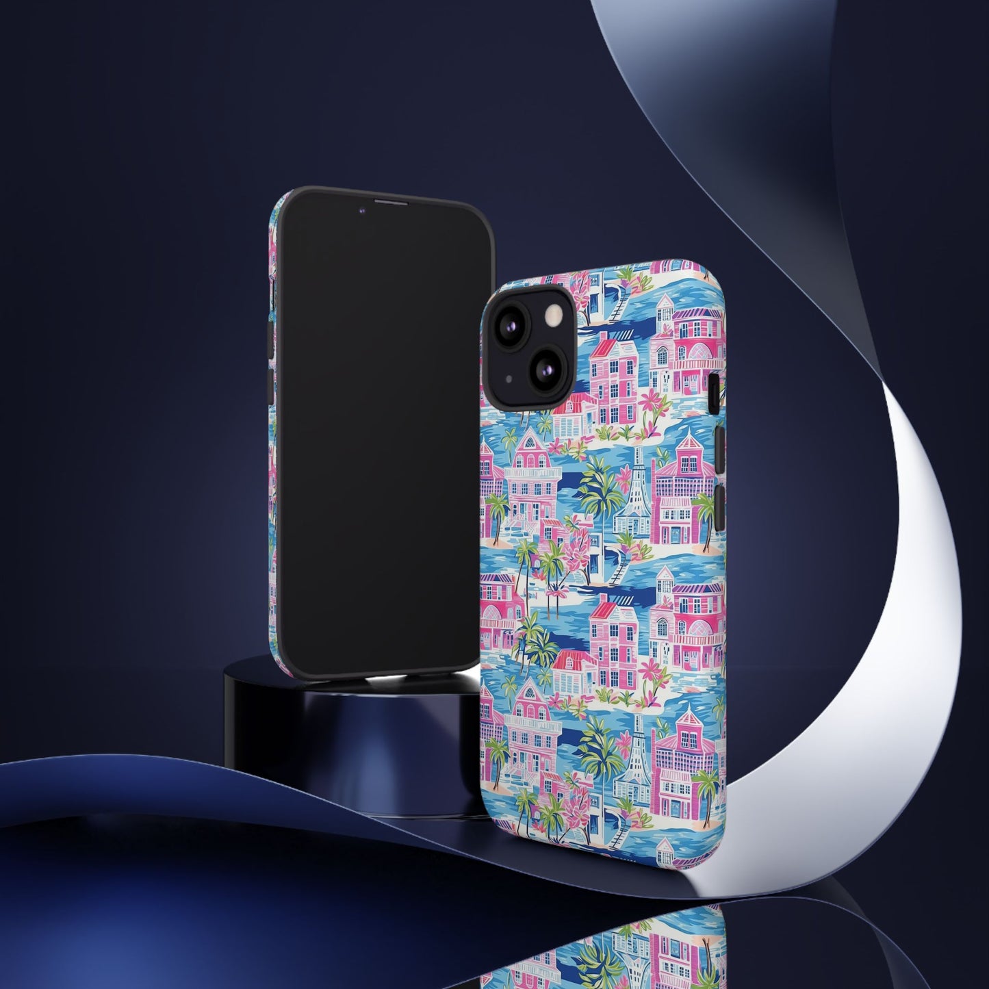 Pink Coastal Houses phone case | Tough Case | iPhone 17