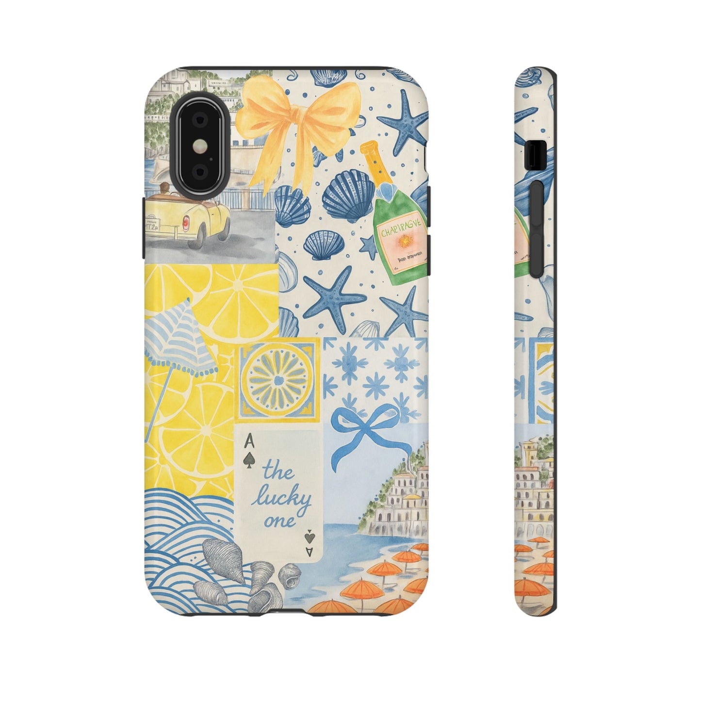 Coastal Collage Phone Case | Beach Shells, Starfish, Lemon, Scenic Travel | Italian Summer