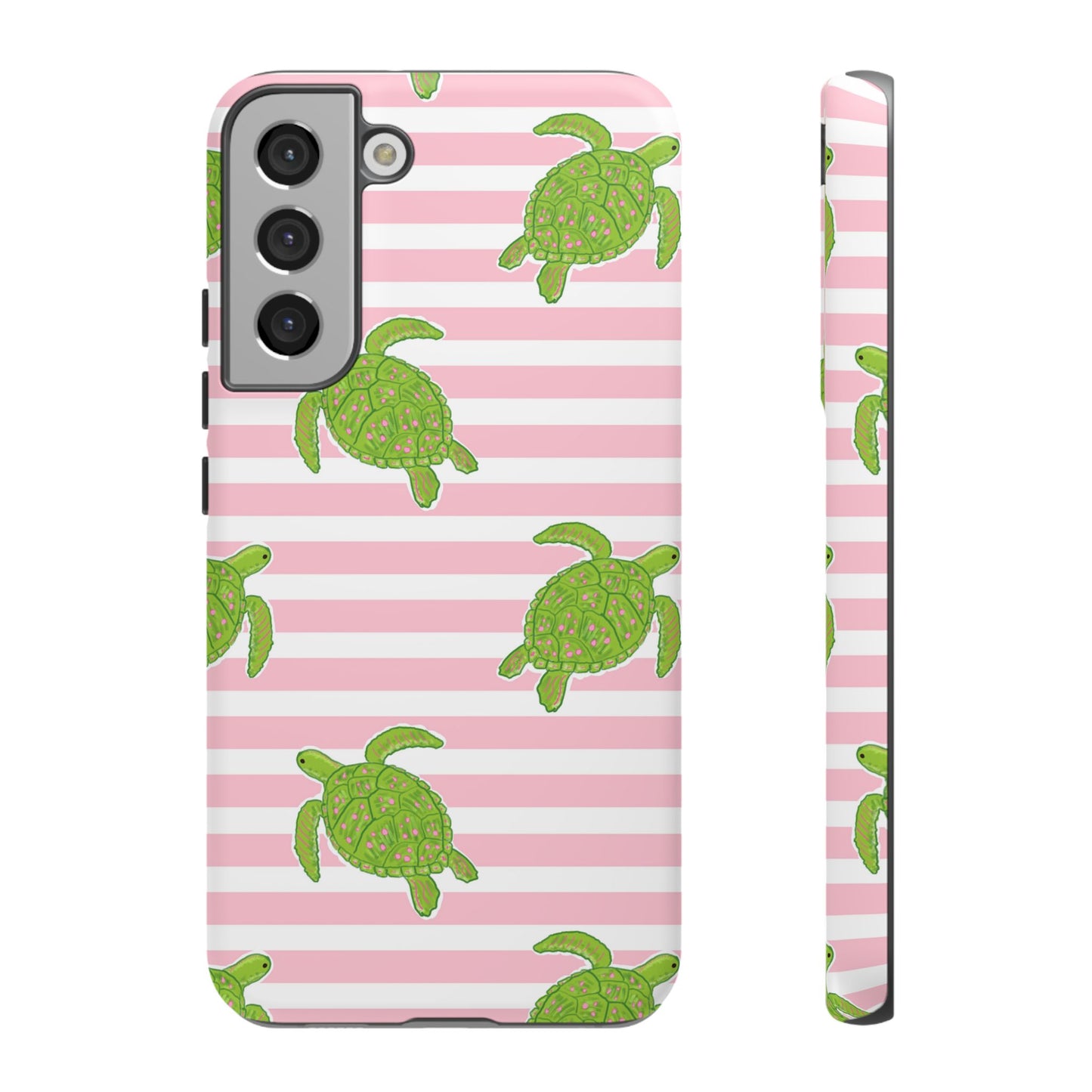 Green Sea Turtles Phone Case | Pink Stripes Tough Case | iPhone 17