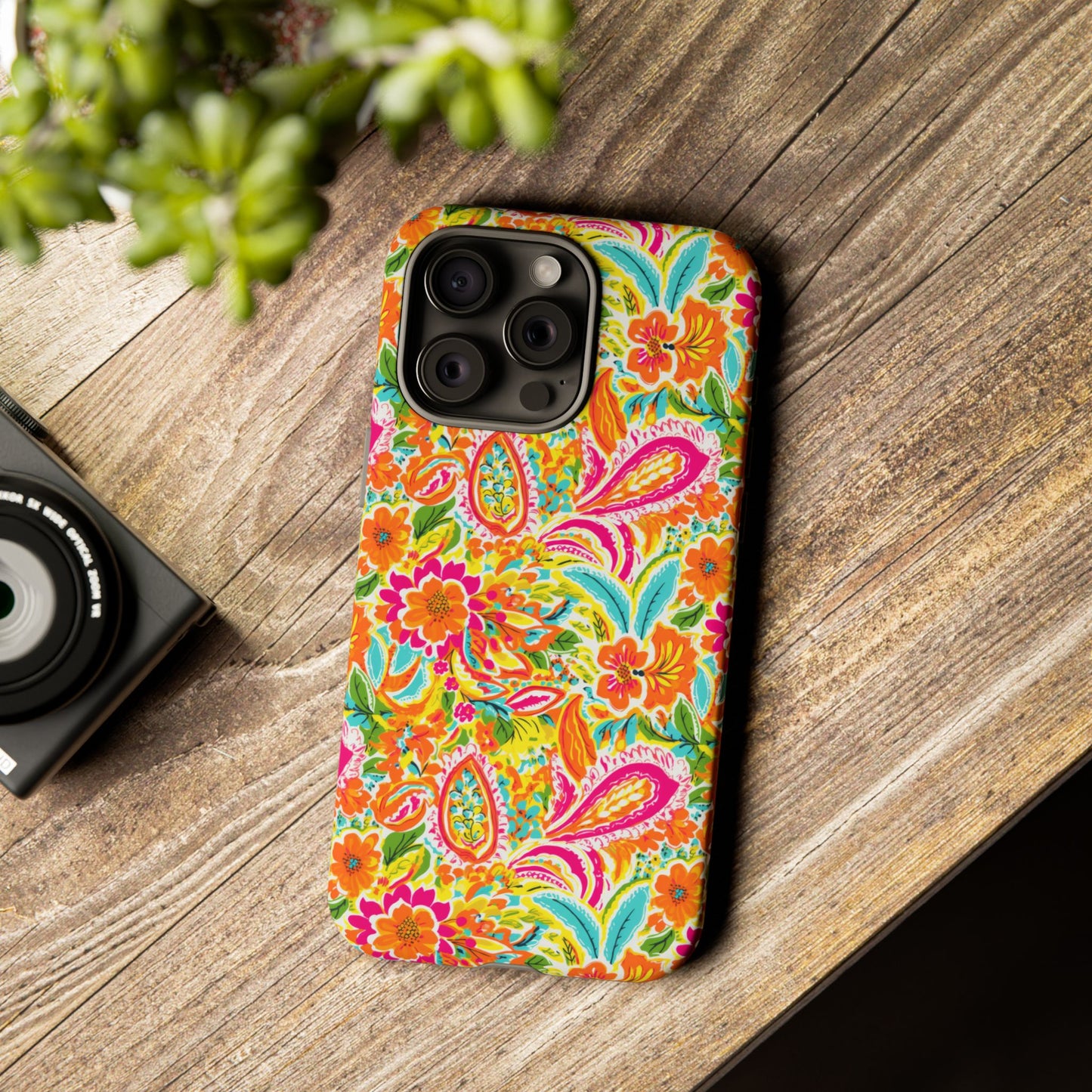 Vibrant Floral Paisley phone case | Tough Cases | Orange and Pink Floral | iPhone 17