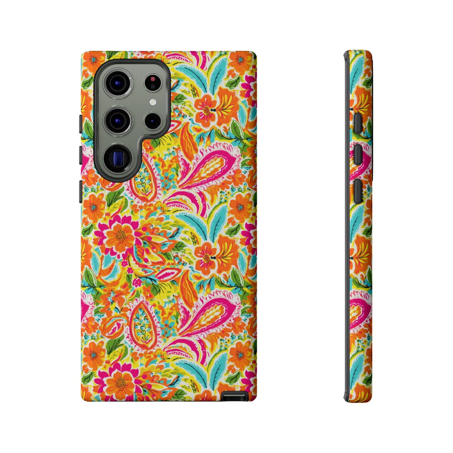 Vibrant Floral Paisley phone case | Tough Cases | Orange and Pink Floral | iPhone 17