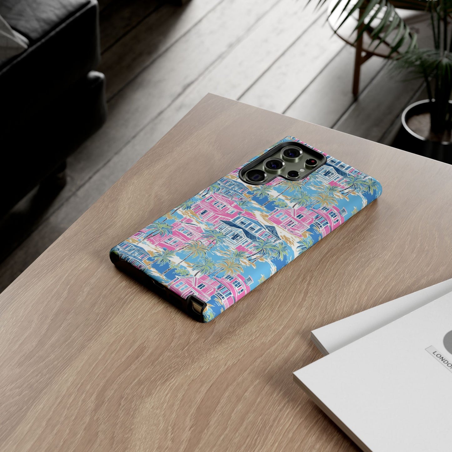 Tropical Beach Houses Tough Case | Palm Tree Coastal Phone Cover | iPhone 17