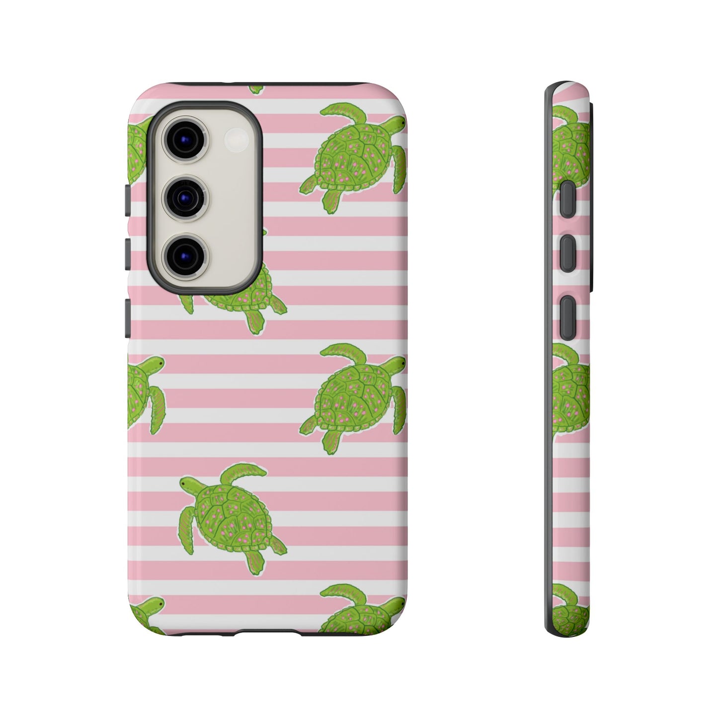Green Sea Turtles Phone Case | Pink Stripes Tough Case | iPhone 17