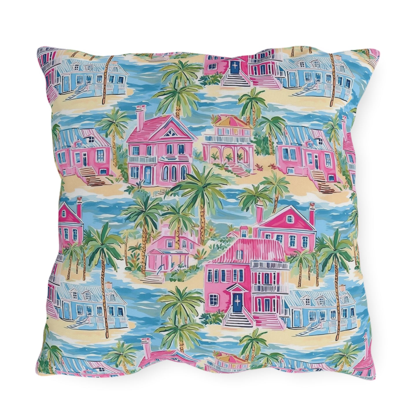Outdoor Throw Pillow, Coastal Palm Beach Houses