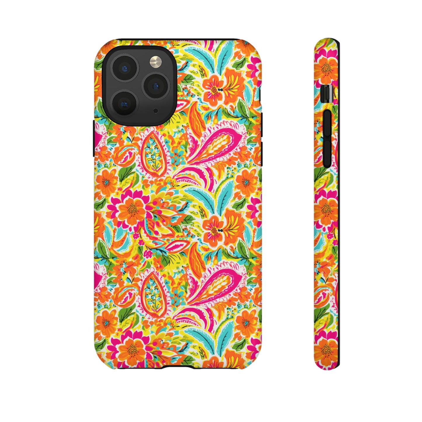 Vibrant Floral Paisley phone case | Tough Cases | Orange and Pink Floral | iPhone 17