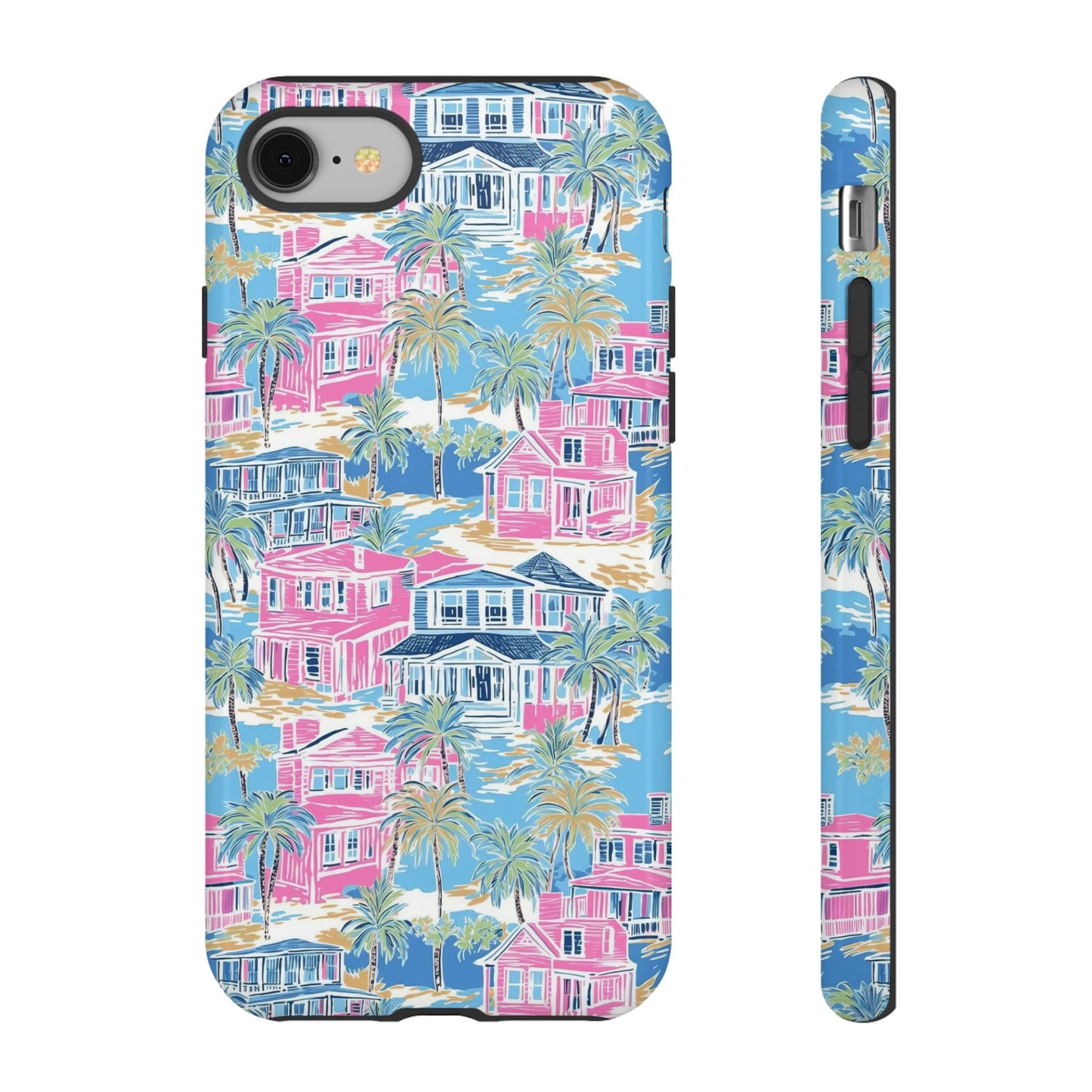 Tropical Beach Houses Tough Case | Palm Tree Coastal Phone Cover | iPhone 17