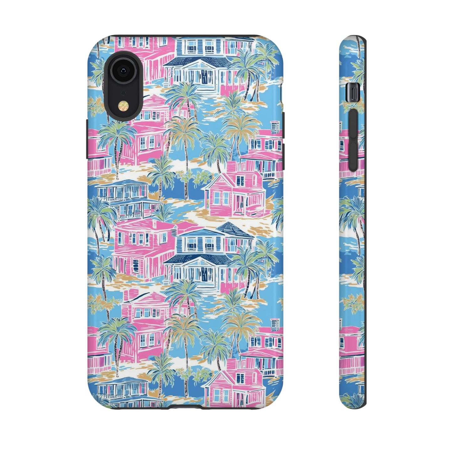 Tropical Beach Houses Tough Case | Palm Tree Coastal Phone Cover | iPhone 17