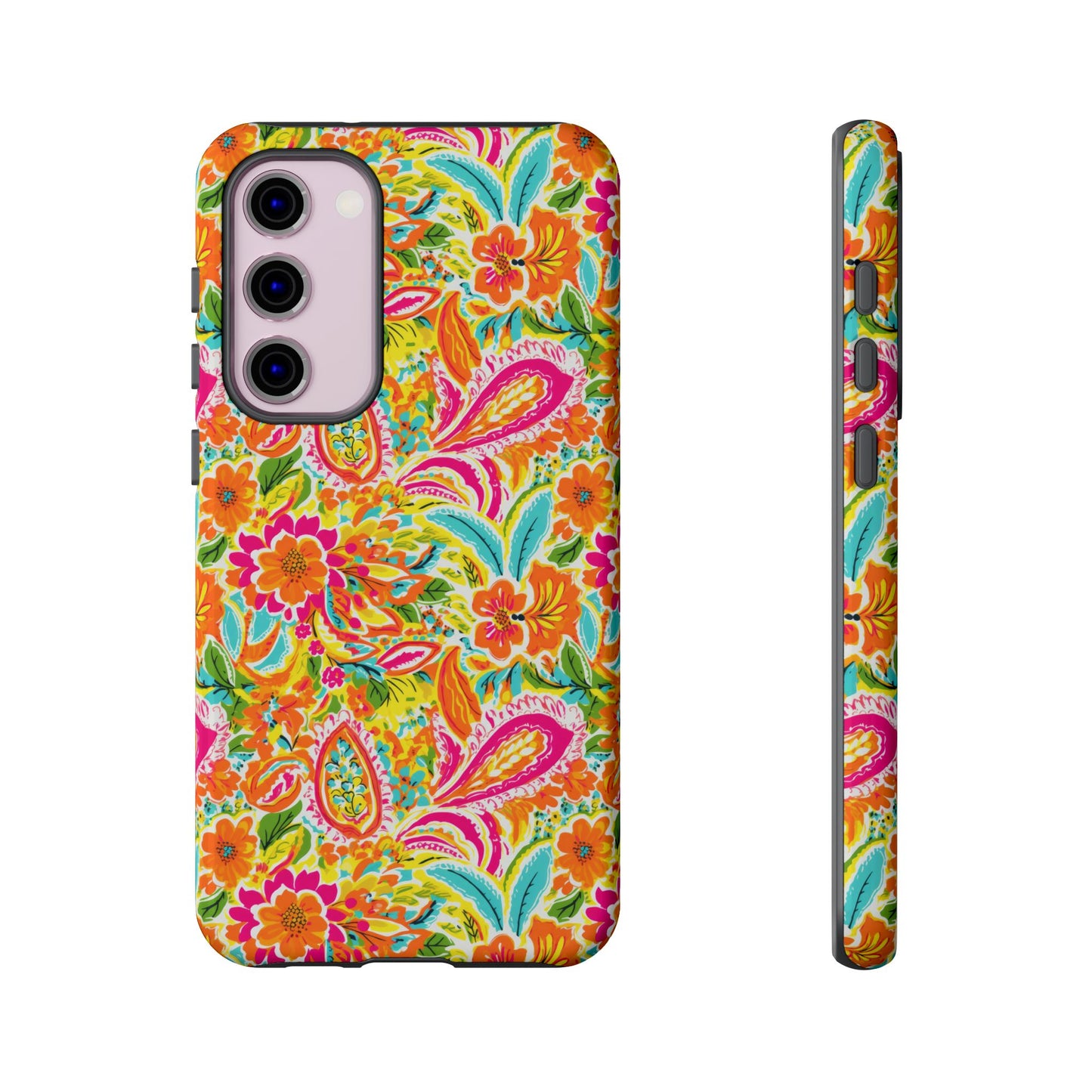 Vibrant Floral Paisley phone case | Tough Cases | Orange and Pink Floral | iPhone 17