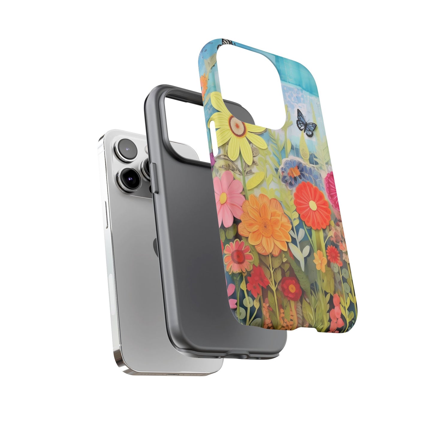 Whimsical Floral Garden phone case | Tough Case | 3d Floral Pattern | iPhone 17