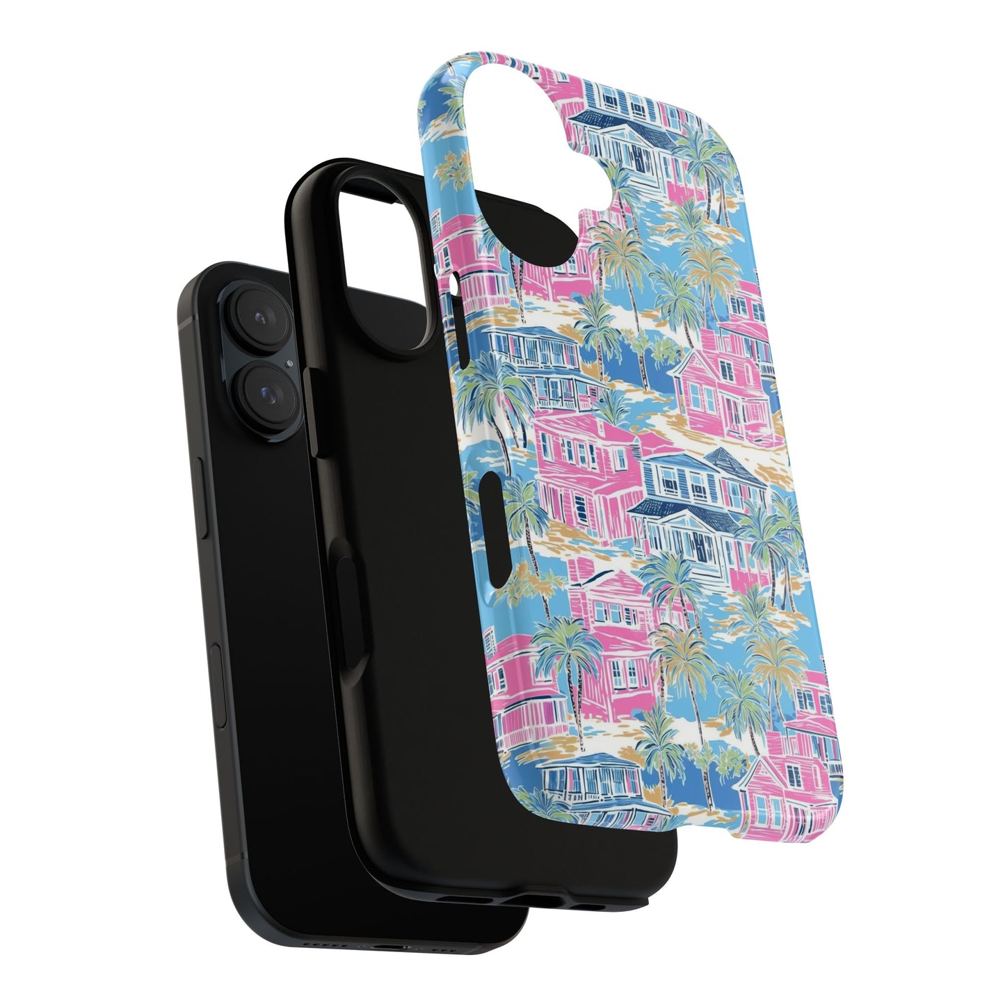 Tropical Beach Houses Tough Case | Palm Tree Coastal Phone Cover | iPhone 17