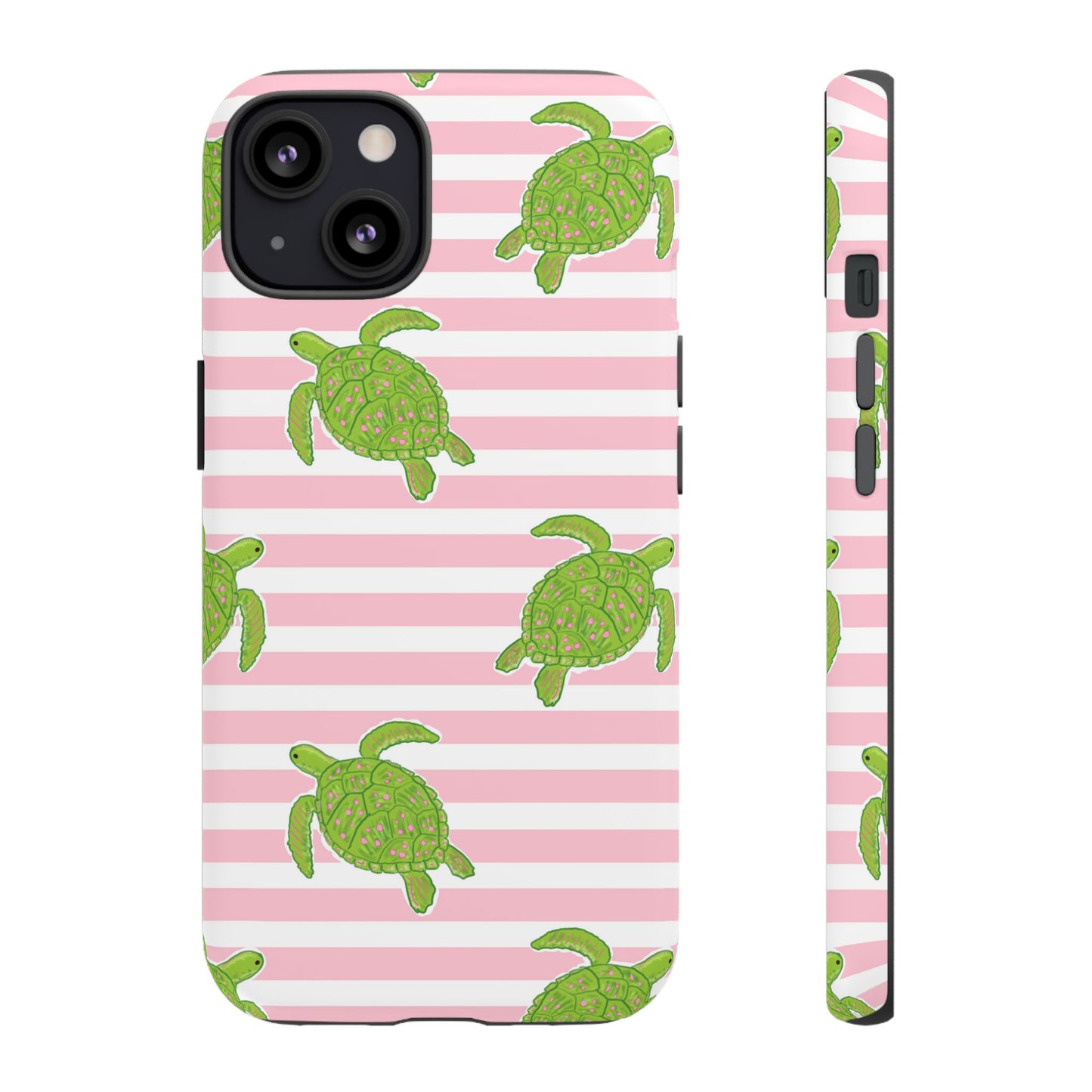 Green Sea Turtles Phone Case | Pink Stripes Tough Case | iPhone 17