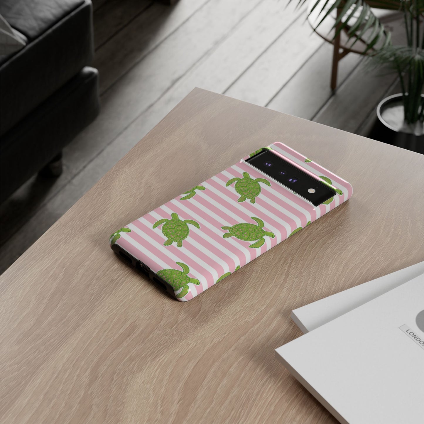 Green Sea Turtles Phone Case | Pink Stripes Tough Case | iPhone 17