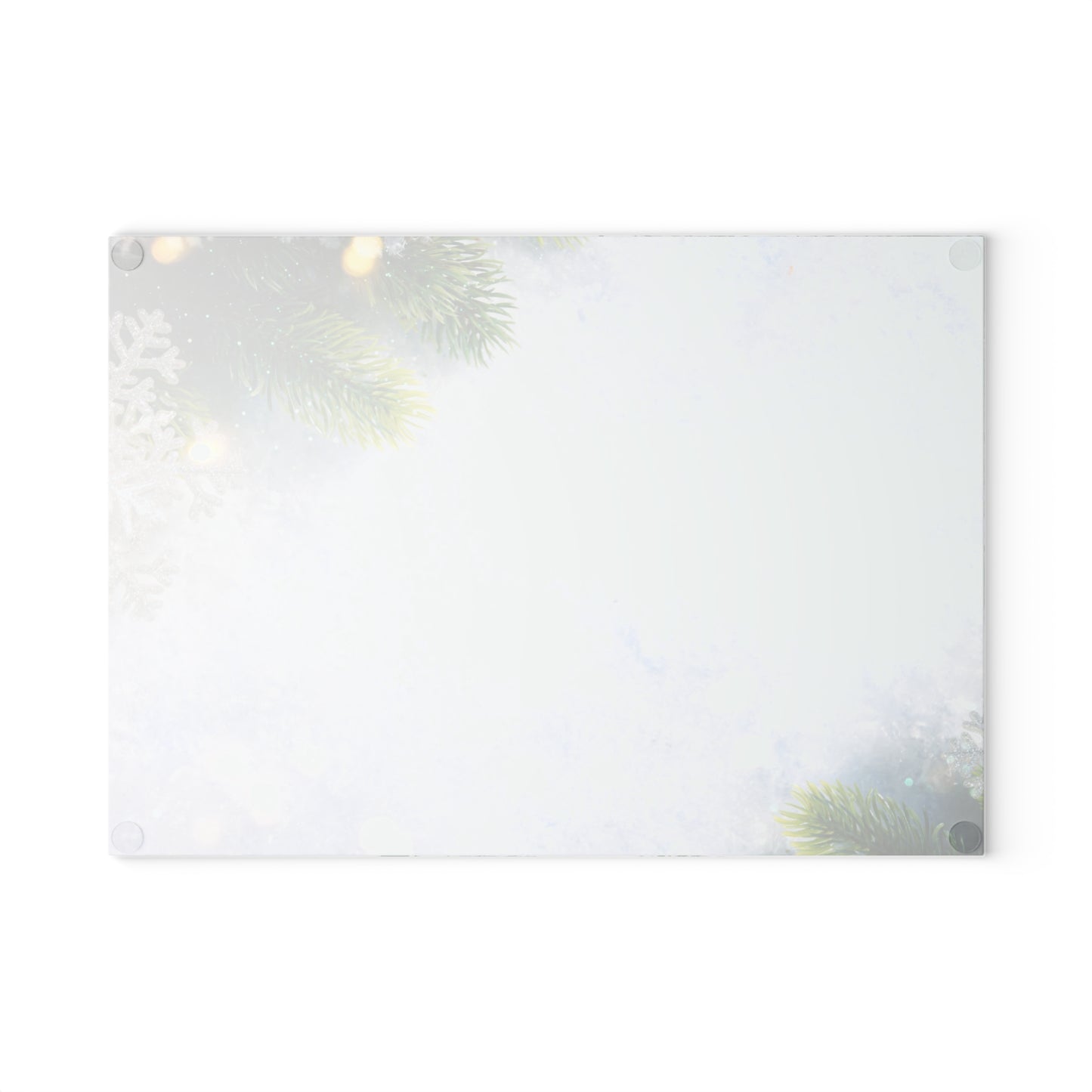 Holiday Pine Glass Cutting Board — Festive Evergreen & Snowflake Kitchen Board