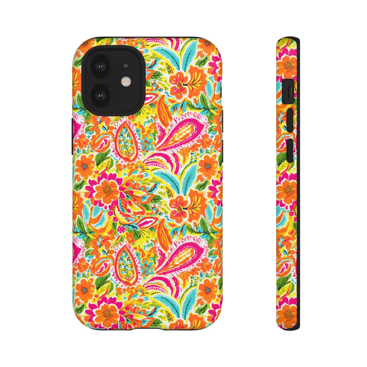 Vibrant Floral Paisley phone case | Tough Cases | Orange and Pink Floral | iPhone 17