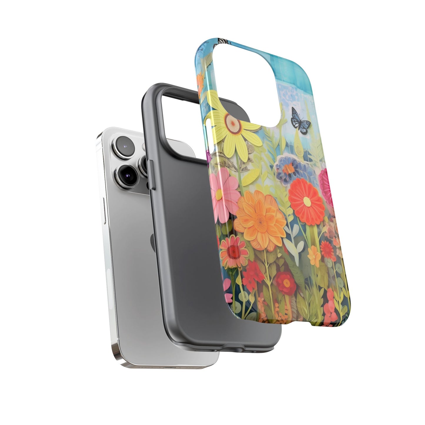 Whimsical Floral Garden phone case | Tough Case | 3d Floral Pattern | iPhone 17
