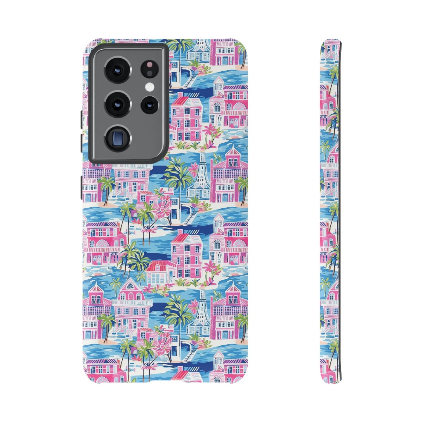 Pink Coastal Houses phone case | Tough Case | iPhone 17