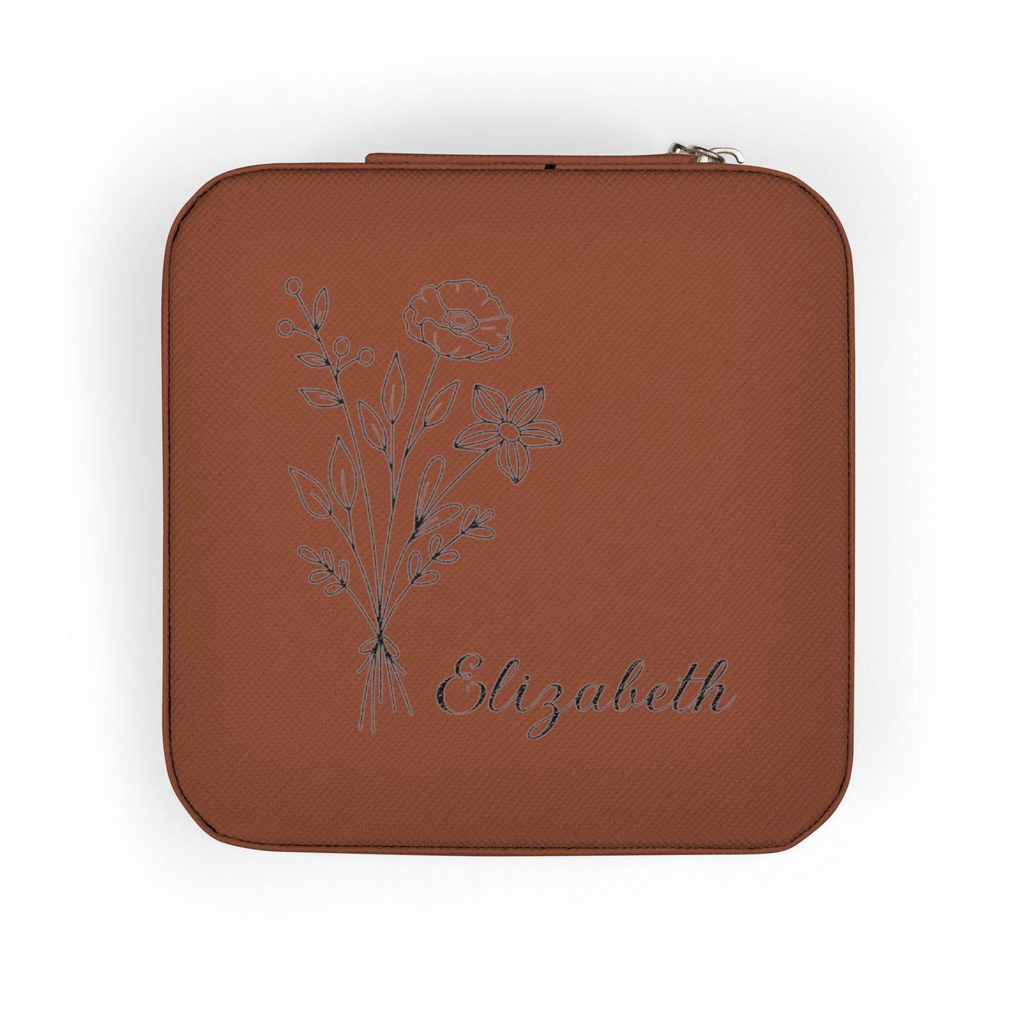Personalized Wildflowers Jewelry Travel Case — Compact Floral Travel Organizer