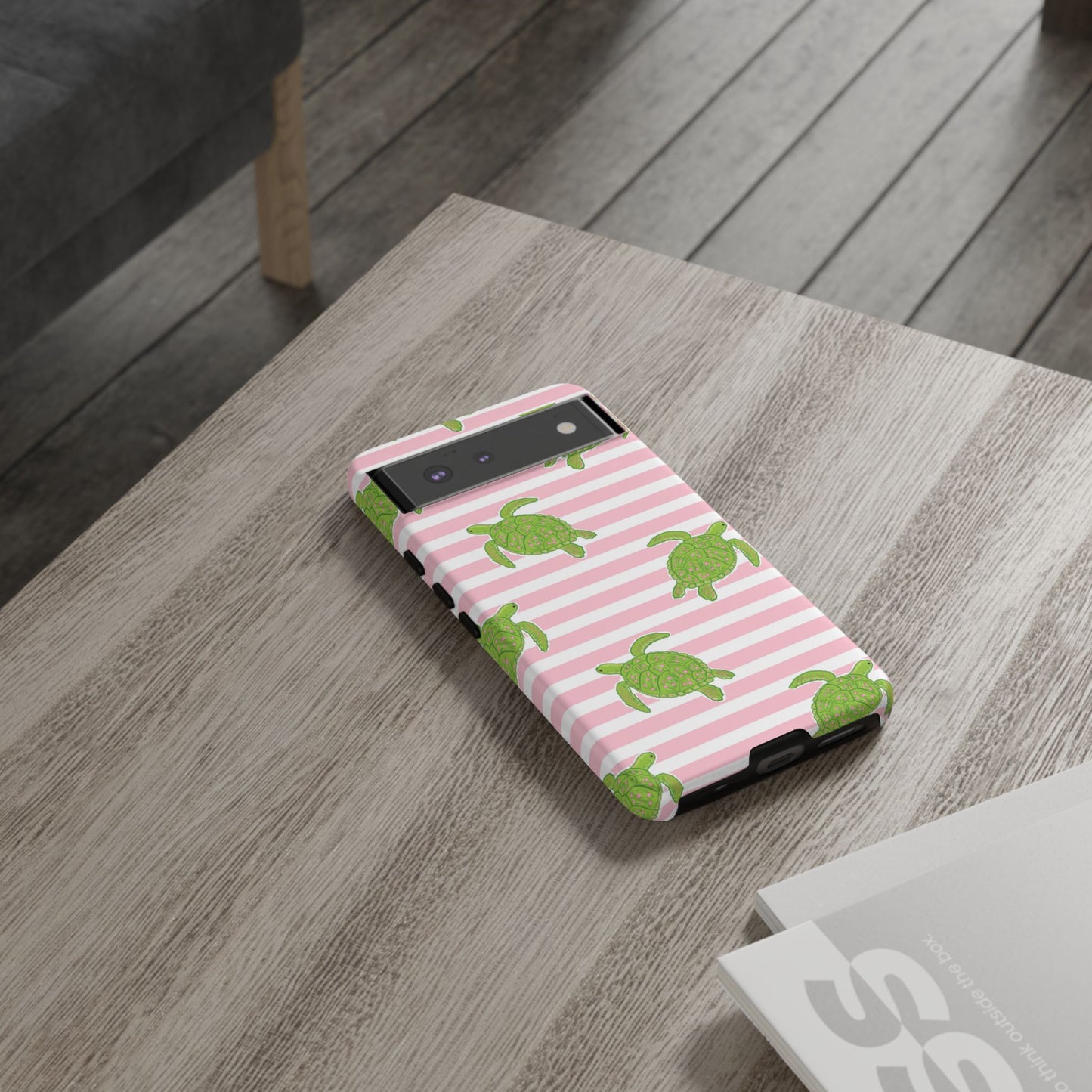 Green Sea Turtles Phone Case | Pink Stripes Tough Case | iPhone 17