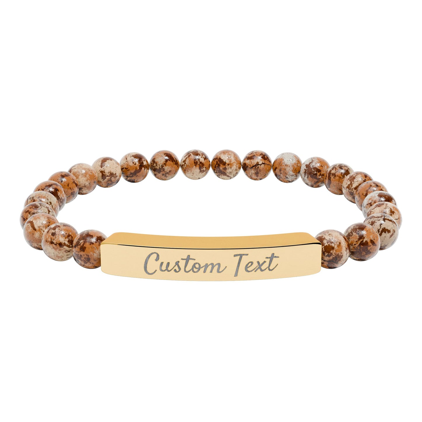 Engravable Natural Stone Bar Bracelet — Custom Name Stretch Bracelet