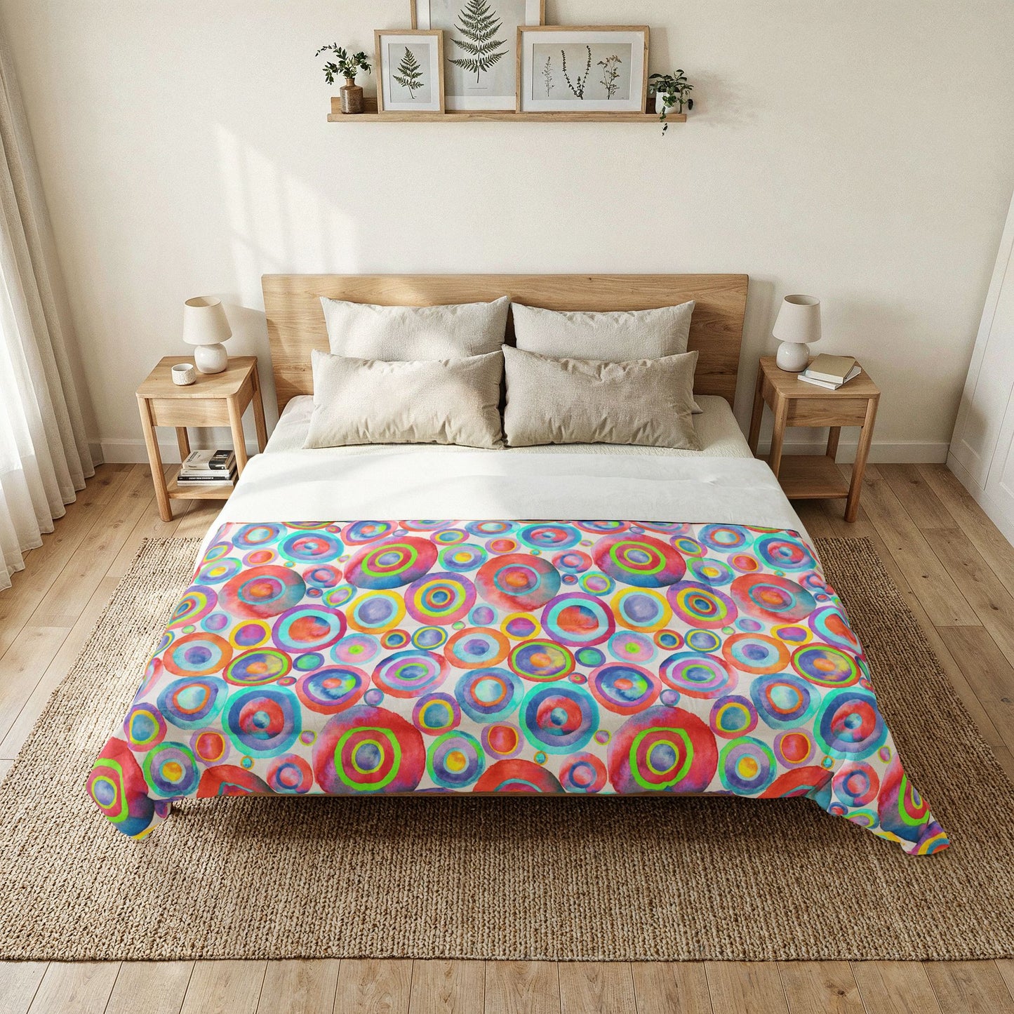 Abstract Bright Circles Cotton Comforter — Colorful Modern Bedding