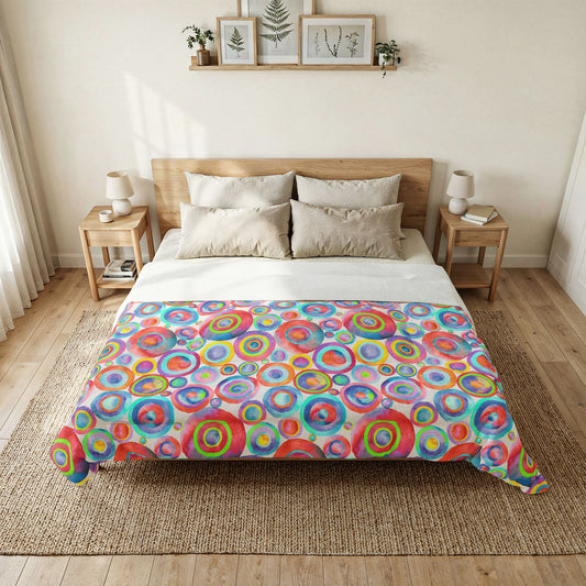 Abstract Bright Circles Cotton Comforter — Colorful Modern Bedding