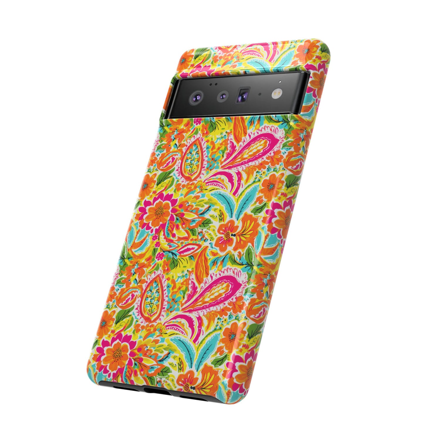 Vibrant Floral Paisley phone case | Tough Cases | Orange and Pink Floral | iPhone 17