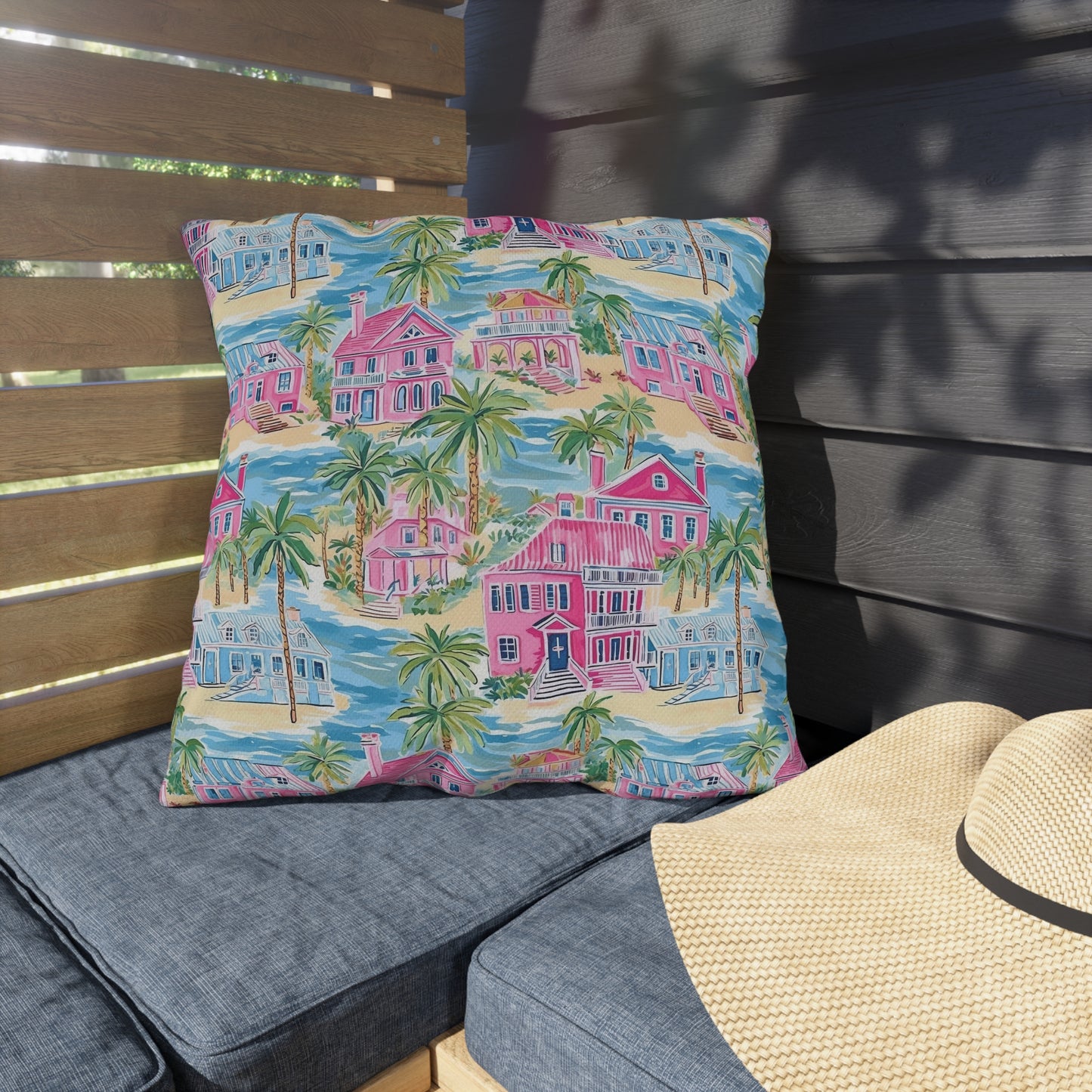 Outdoor Throw Pillow, Coastal Palm Beach Houses