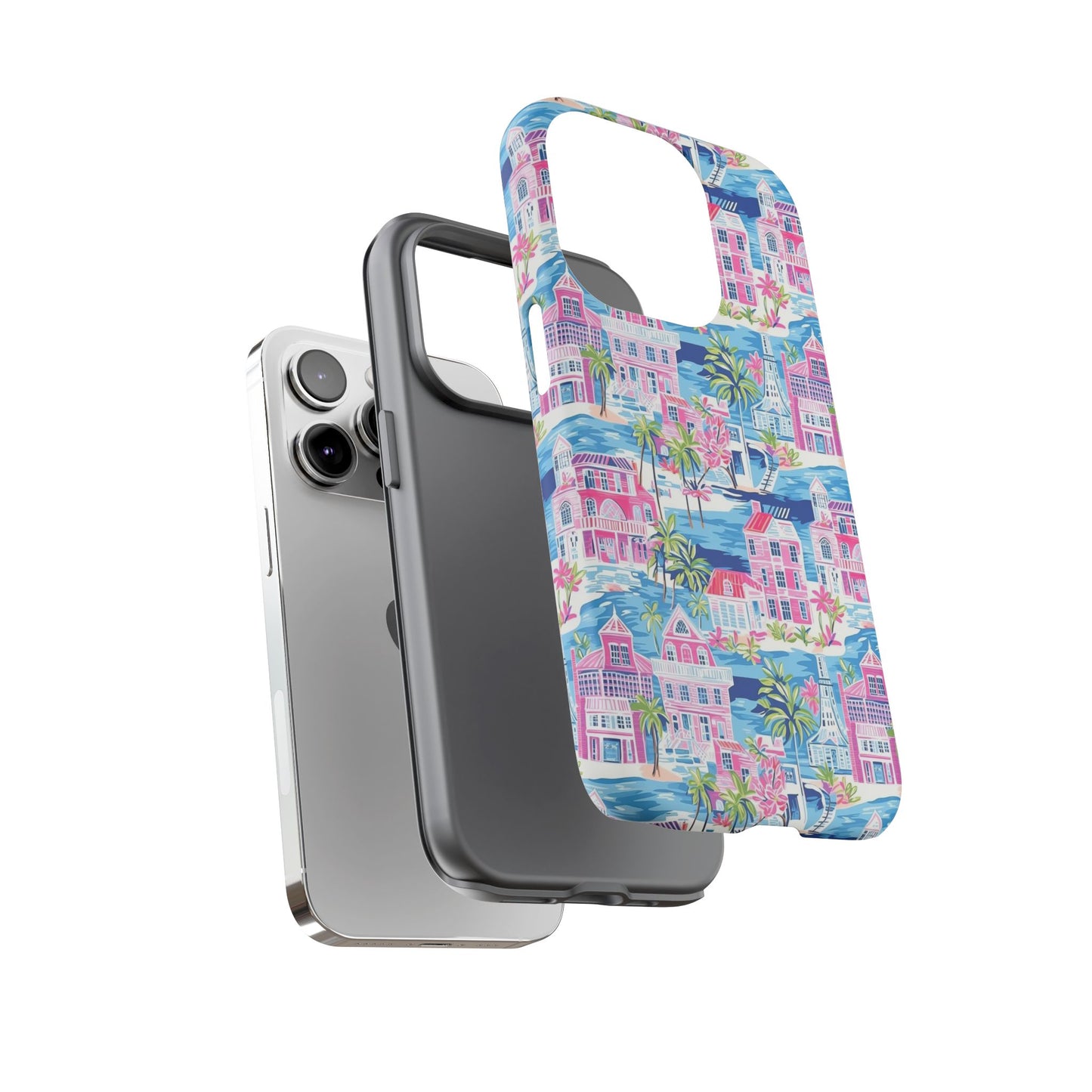 Pink Coastal Houses phone case | Tough Case | iPhone 17