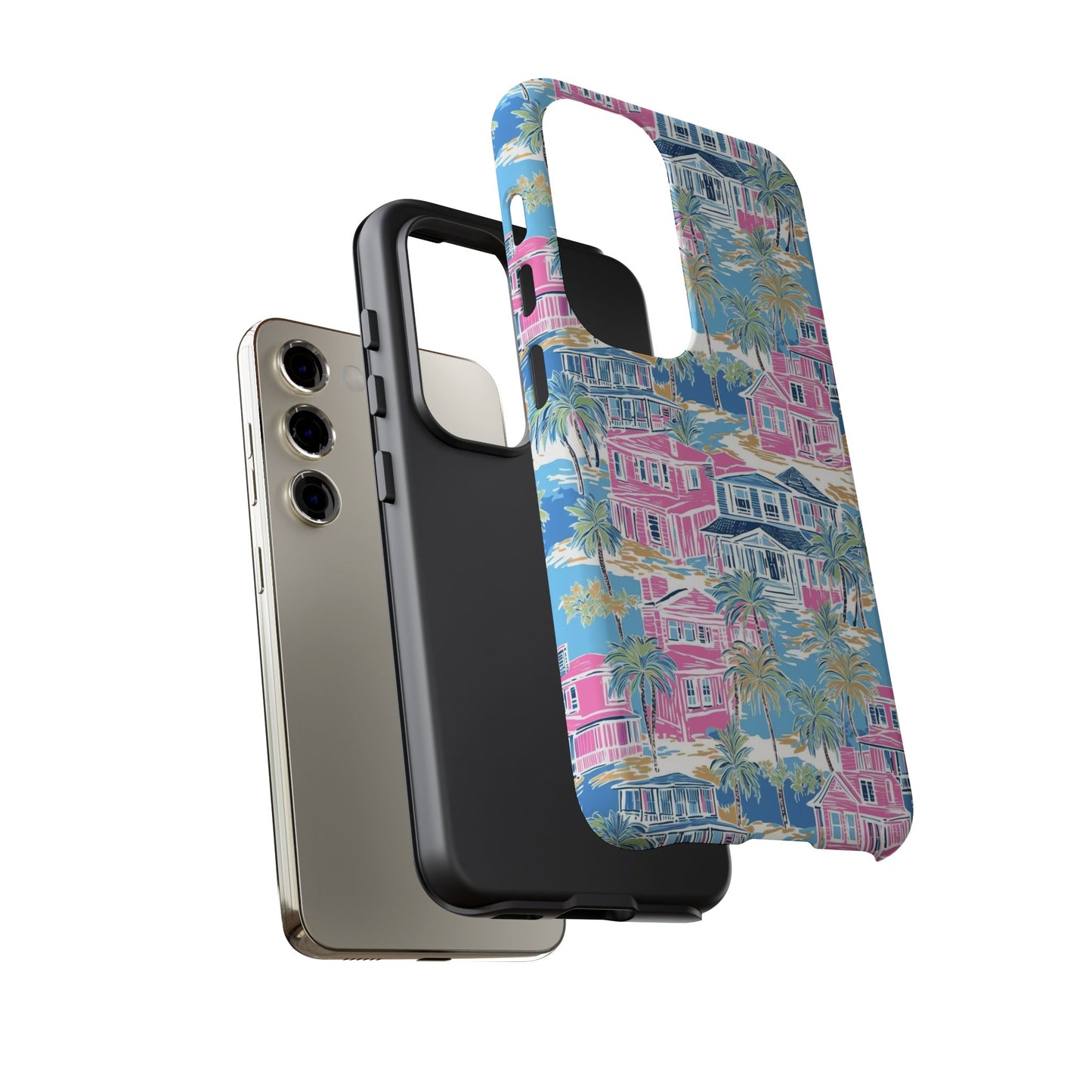 Tropical Beach Houses Tough Case | Palm Tree Coastal Phone Cover | iPhone 17