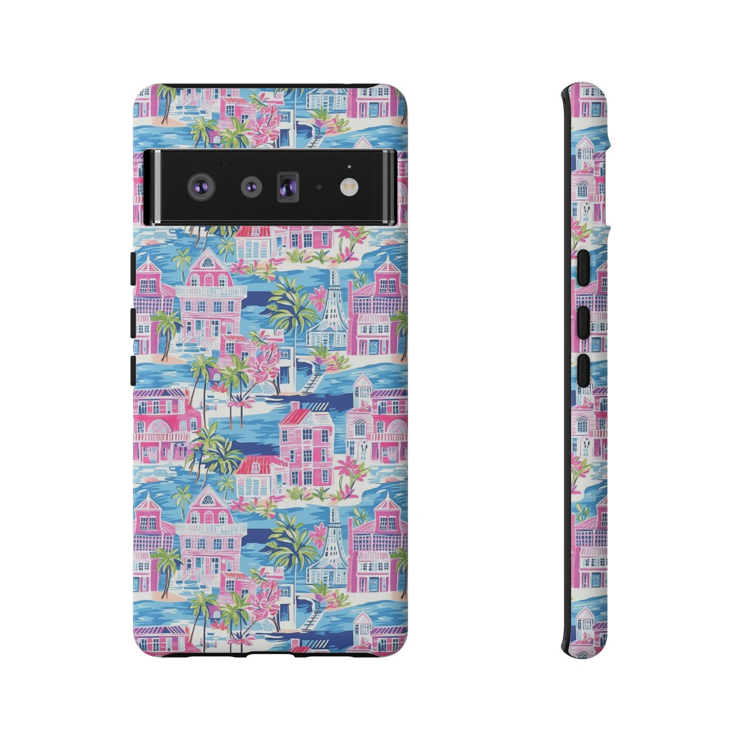 Pink Coastal Houses phone case | Tough Case | iPhone 17