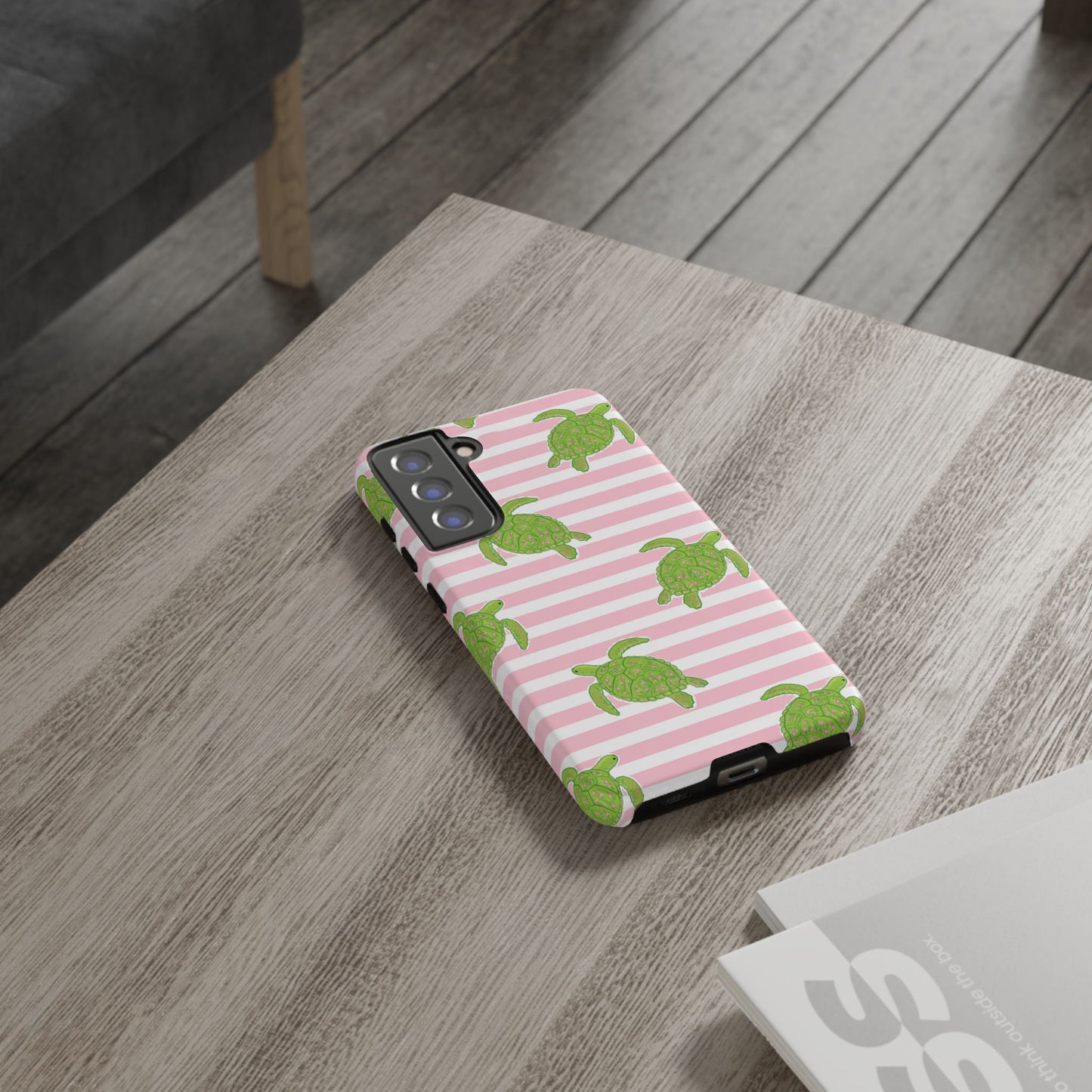Green Sea Turtles Phone Case | Pink Stripes Tough Case | iPhone 17