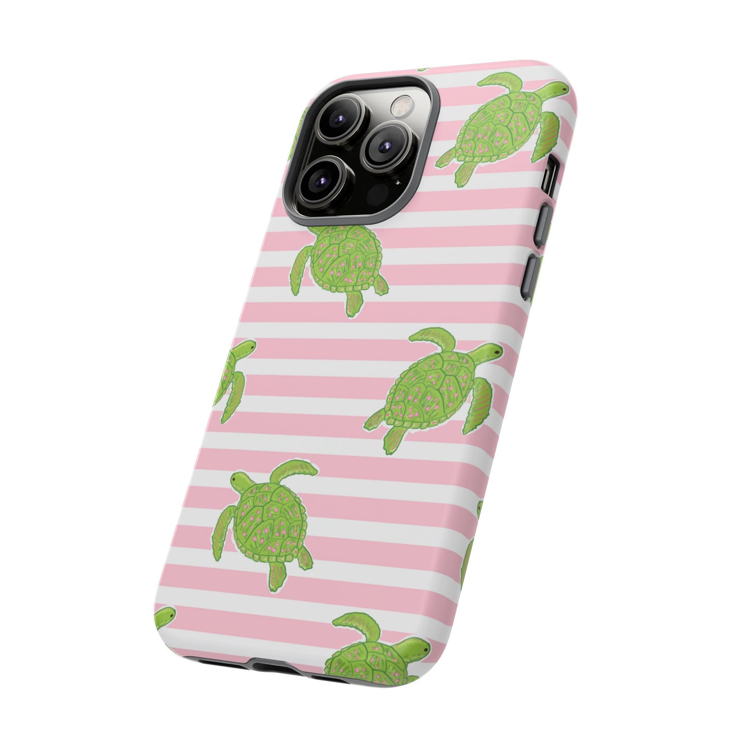 Green Sea Turtles Phone Case | Pink Stripes Tough Case | iPhone 17