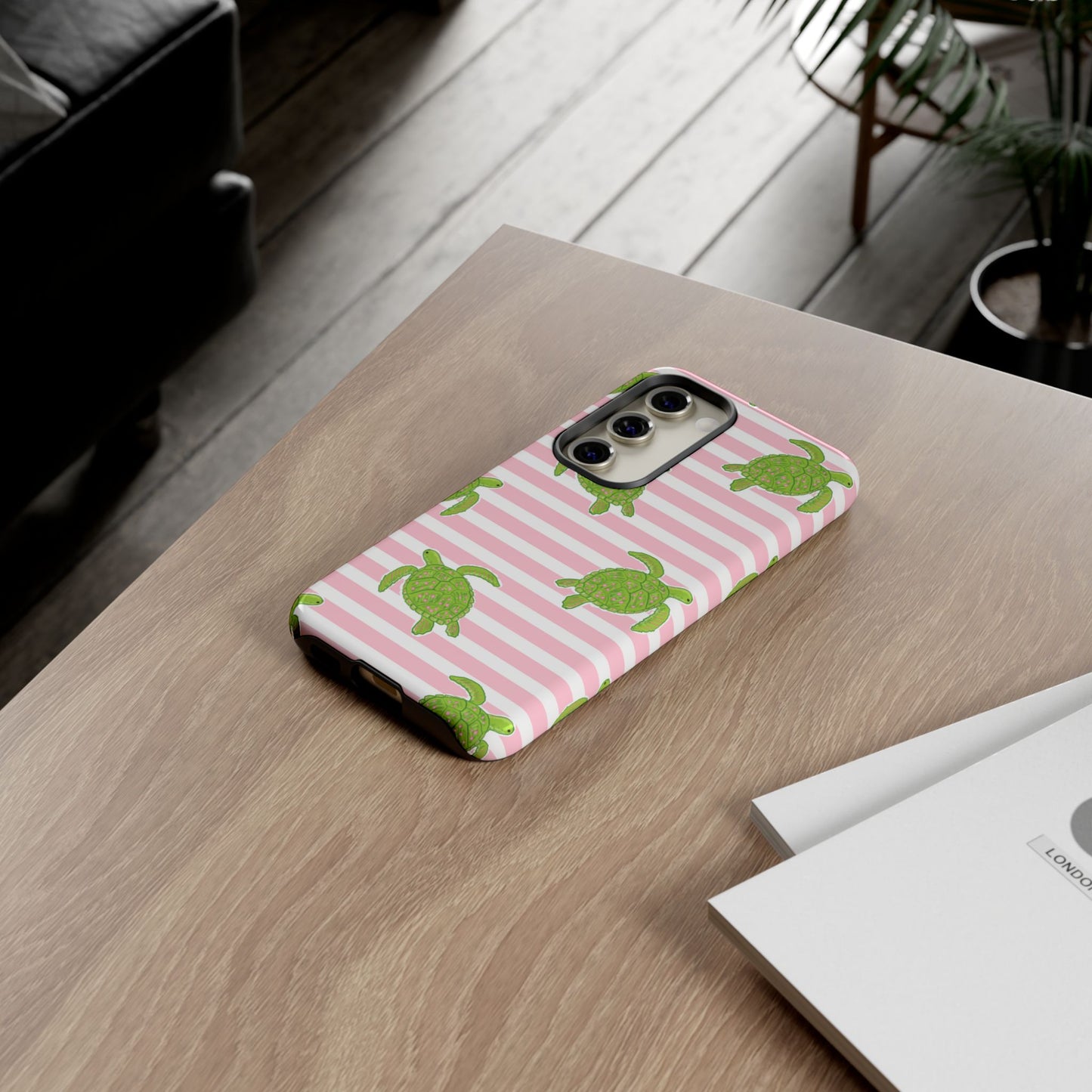 Green Sea Turtles Phone Case | Pink Stripes Tough Case | iPhone 17