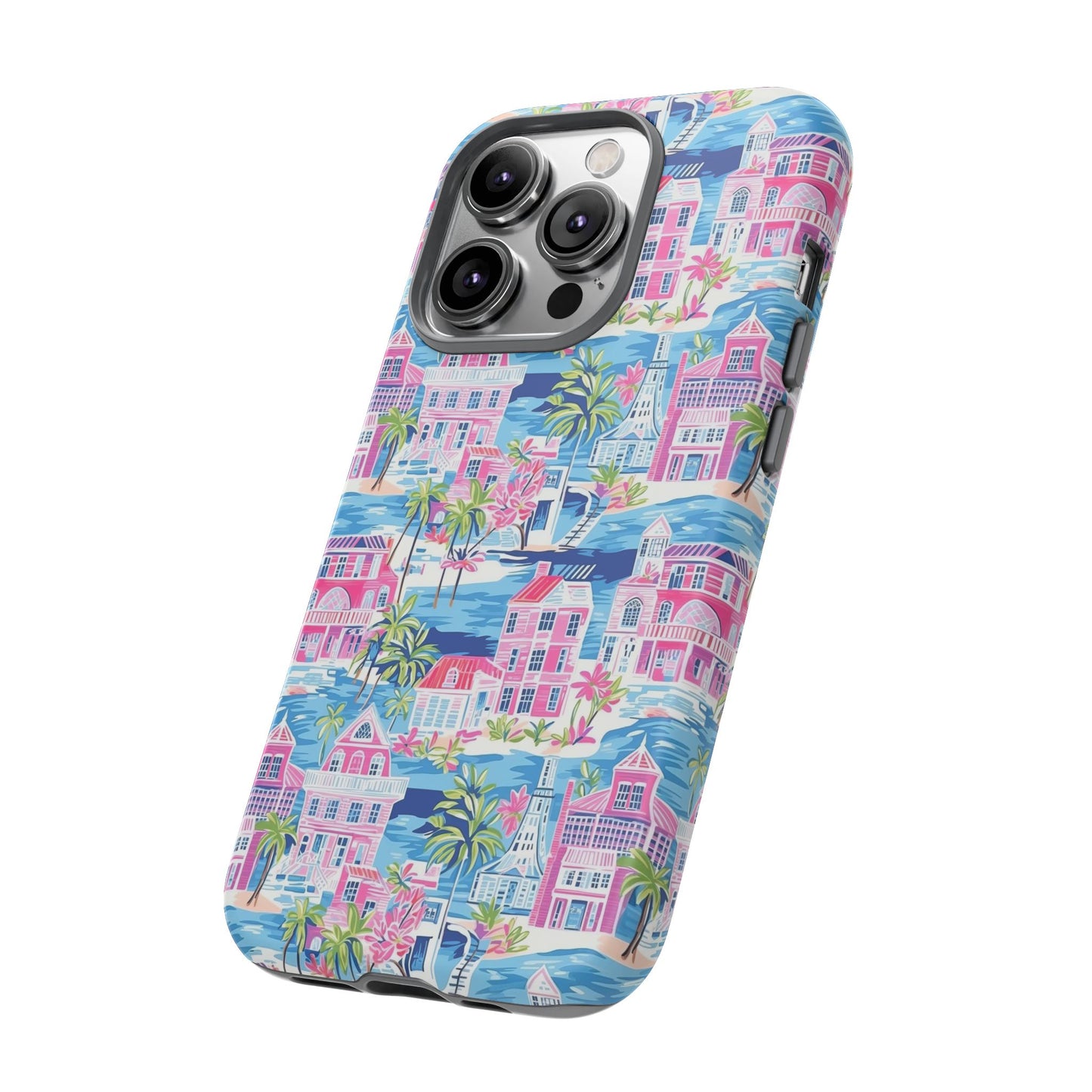 Pink Coastal Houses phone case | Tough Case | iPhone 17