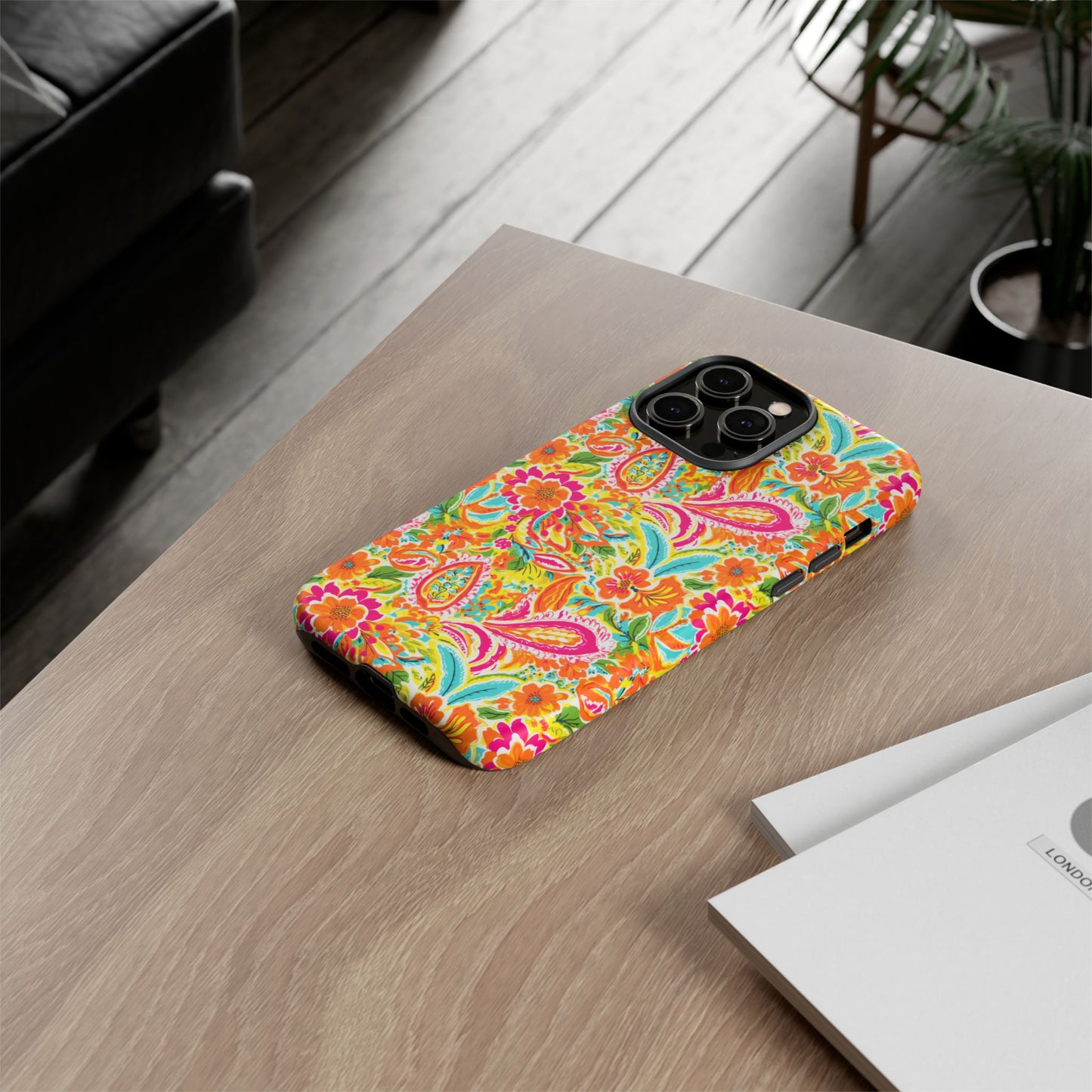 Vibrant Floral Paisley phone case | Tough Cases | Orange and Pink Floral | iPhone 17