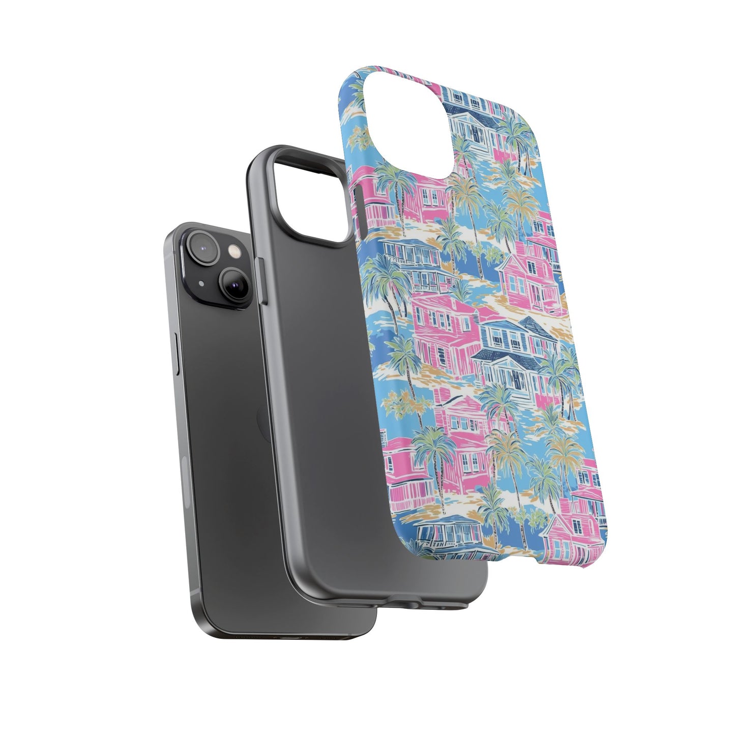 Tropical Beach Houses Tough Case | Palm Tree Coastal Phone Cover | iPhone 17