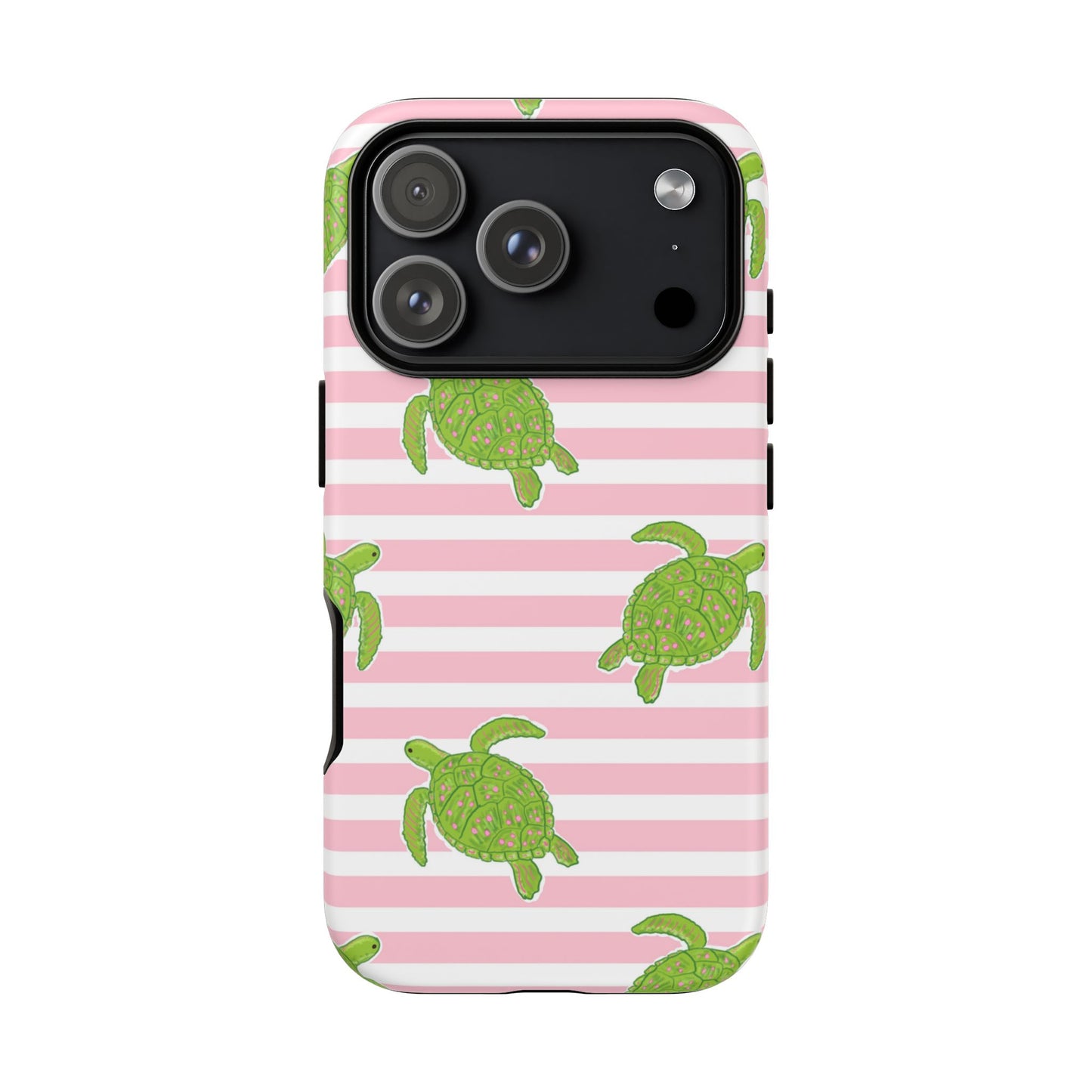 Green Sea Turtles Phone Case | Pink Stripes Tough Case | iPhone 17