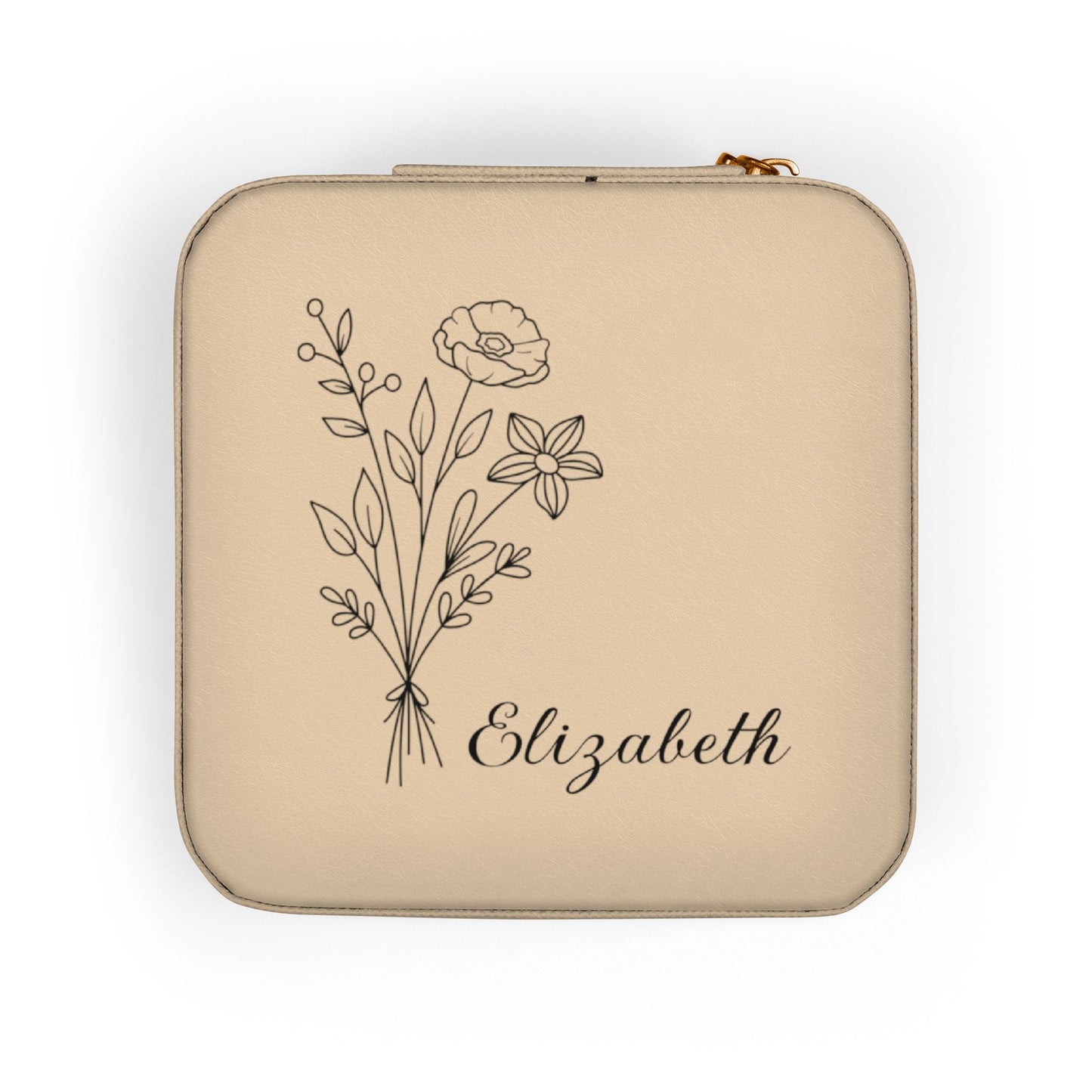 Personalized Wildflowers Jewelry Travel Case — Compact Floral Travel Organizer
