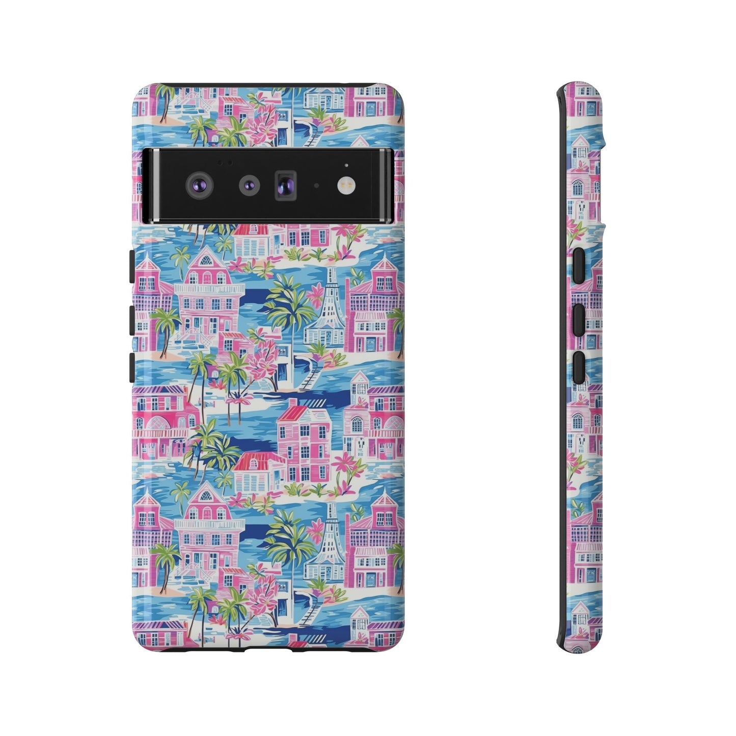 Pink Coastal Houses phone case | Tough Case | iPhone 17