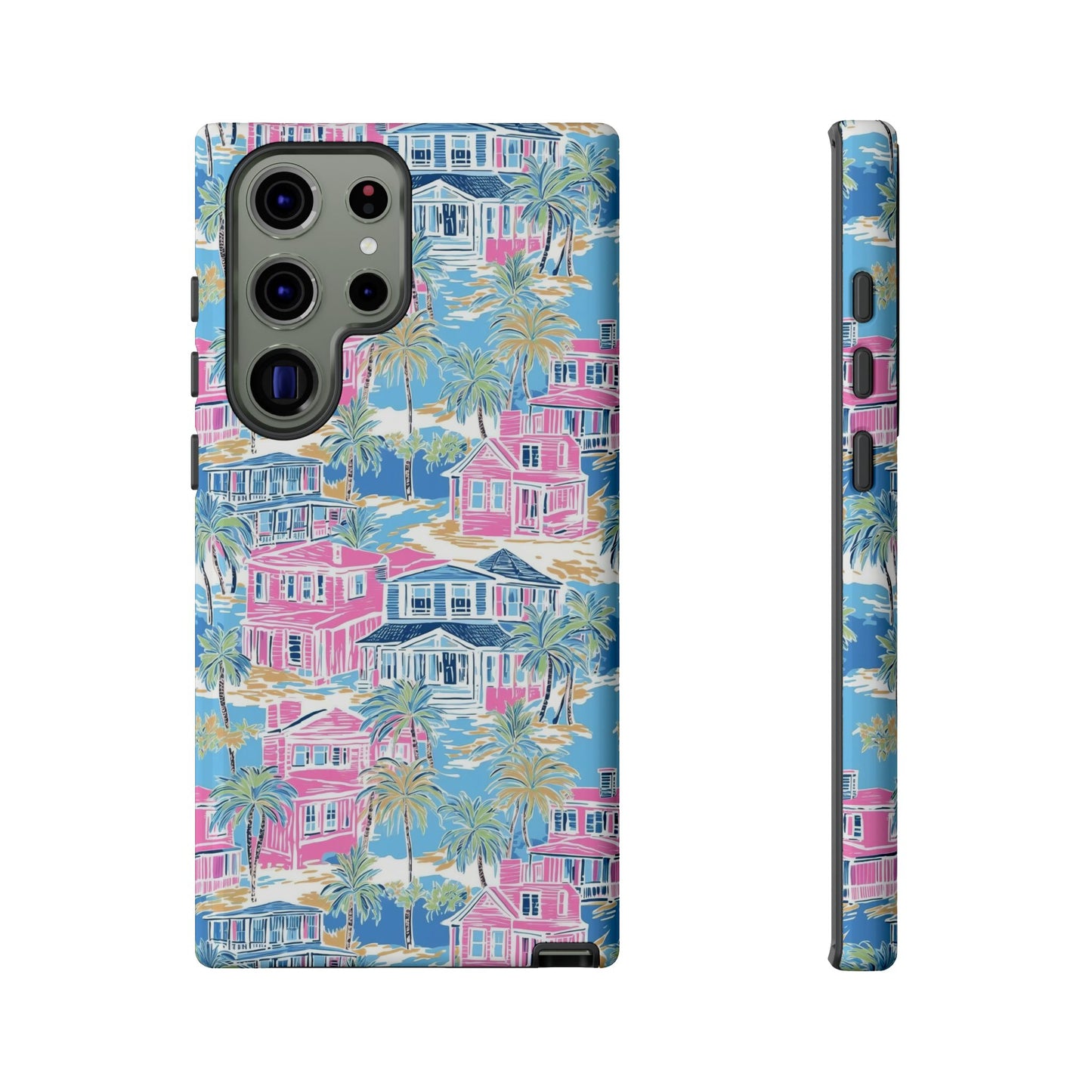 Tropical Beach Houses Tough Case | Palm Tree Coastal Phone Cover | iPhone 17